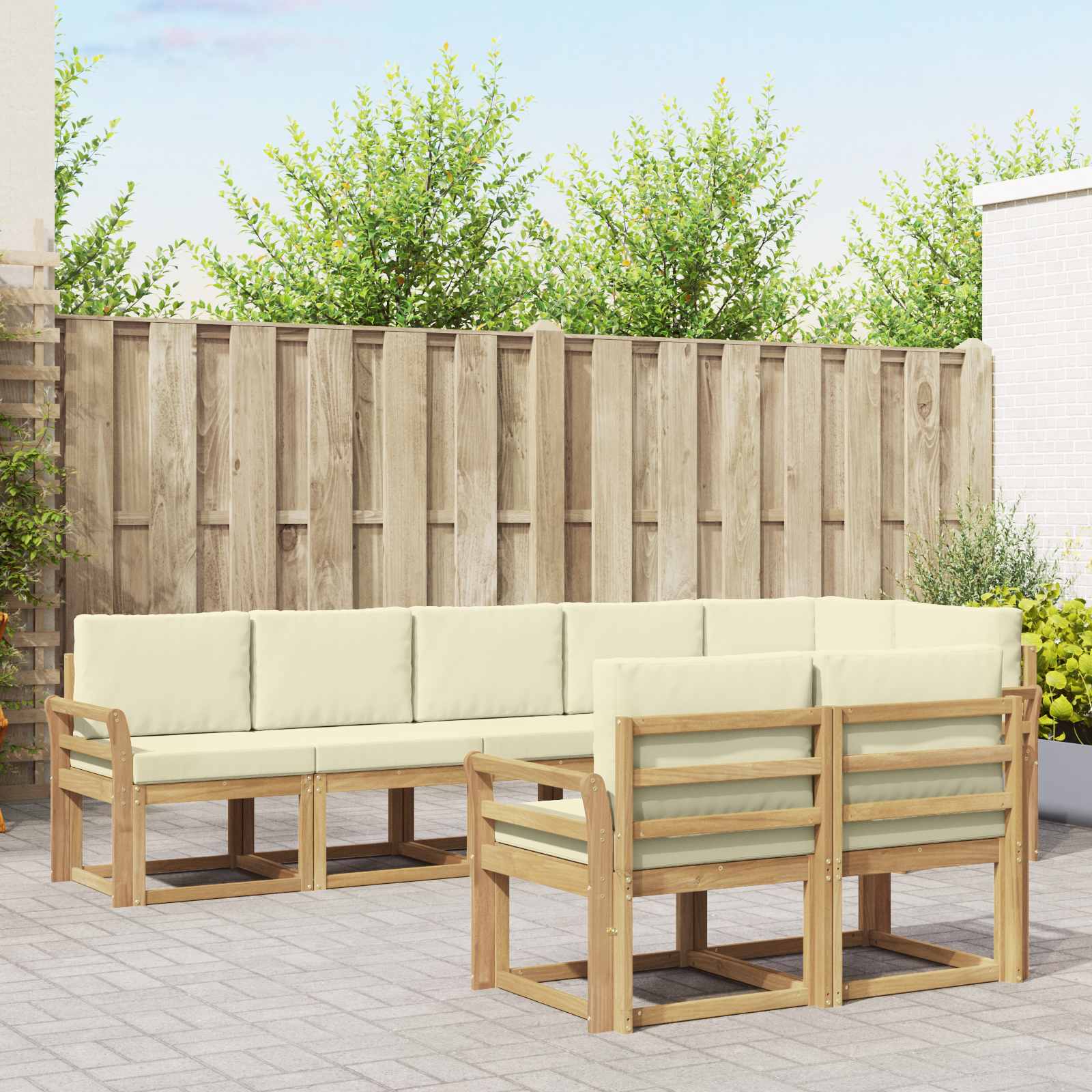 Set vanjskih sofa s jastukom 8 pcs Bijela i krem Poliester