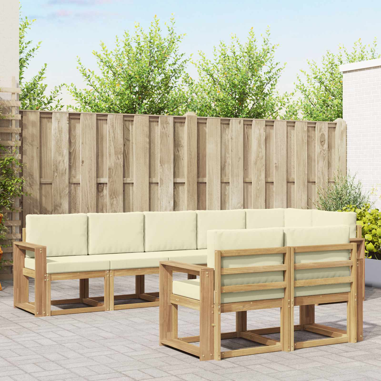 Set vanjskih sofa s jastukom 8 pcs Bijela i krem Poliester