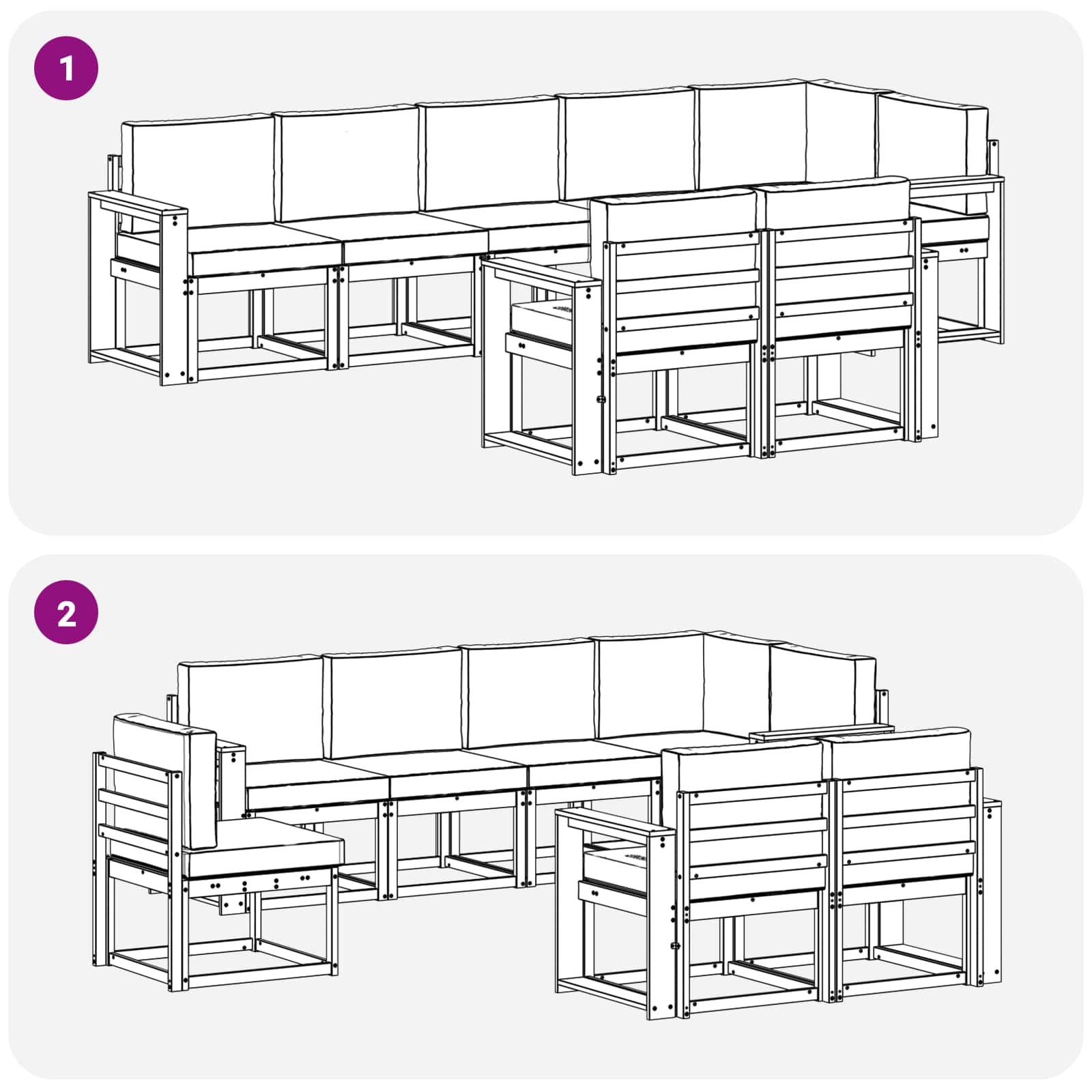 Set vanjskih sofa s jastukom 8 pcs Bijela i bež Poliester