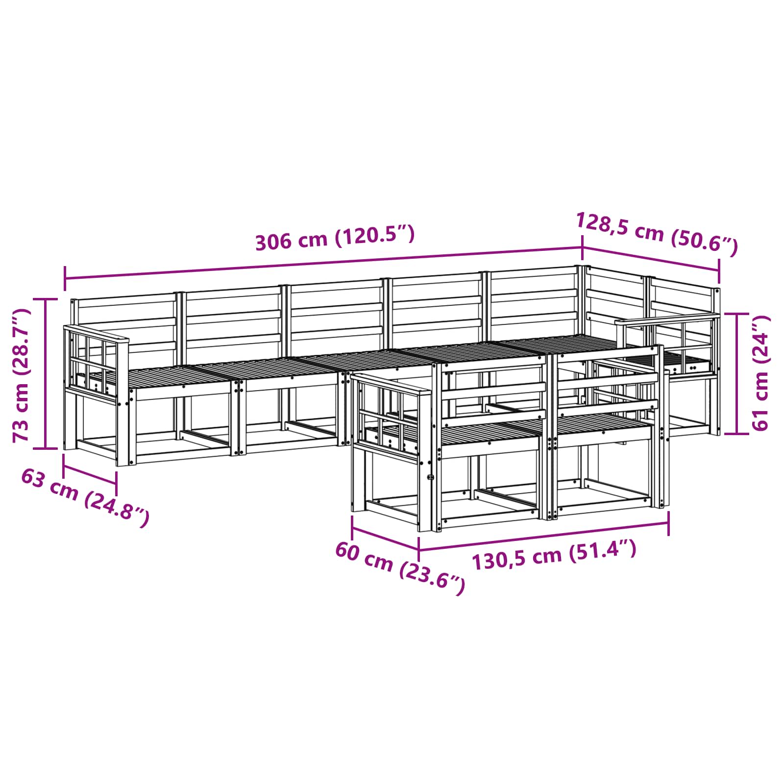 Set vanjskih sofa 8 pcs Bijela Čvrsto drvo akacije