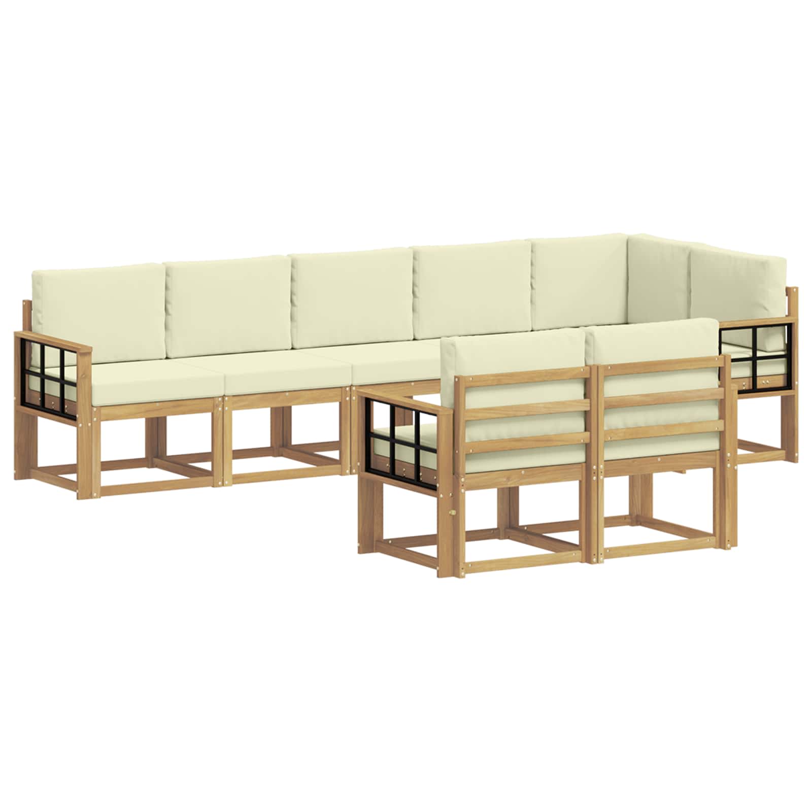 Set vanjskih sofa 8 kom. Bijela i krem Poliester