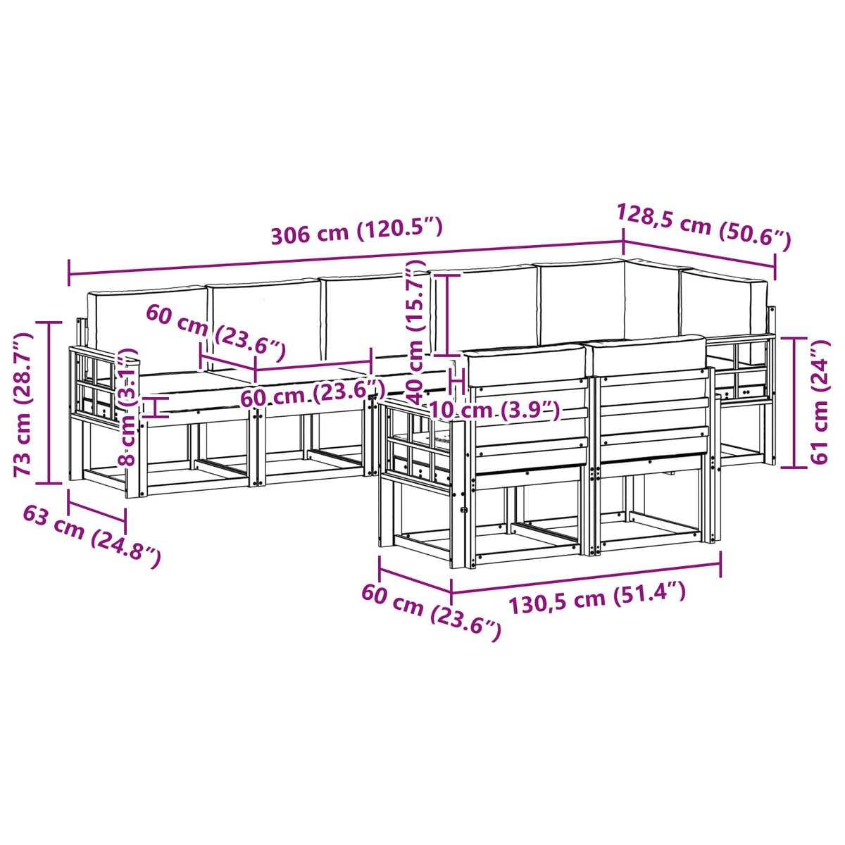 Set vanjskih sofa 8 kom. Bijela i krem Poliester