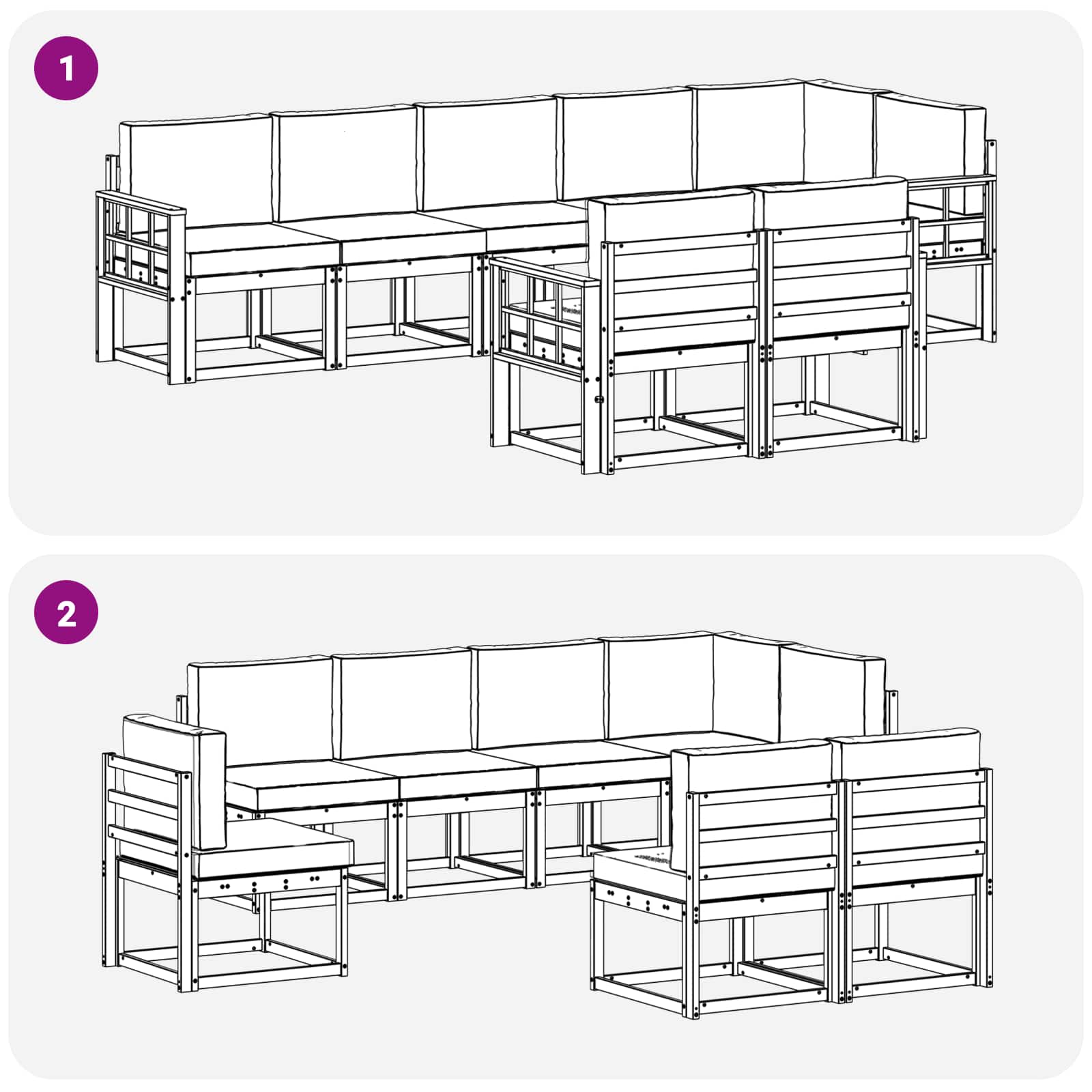 Set vanjskih sofa s jastukom 8 pcs Bijela i antracit Poliester