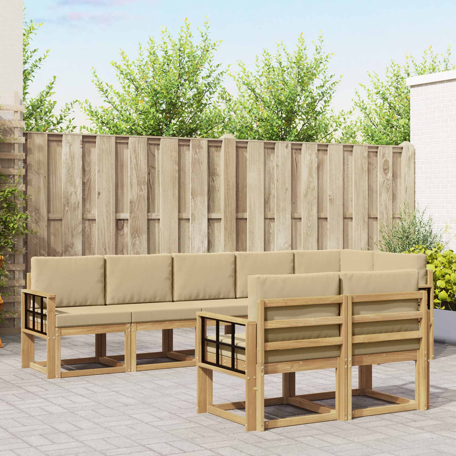 Set vanjskih sofa 8 kom. Bijela i bež Poliester