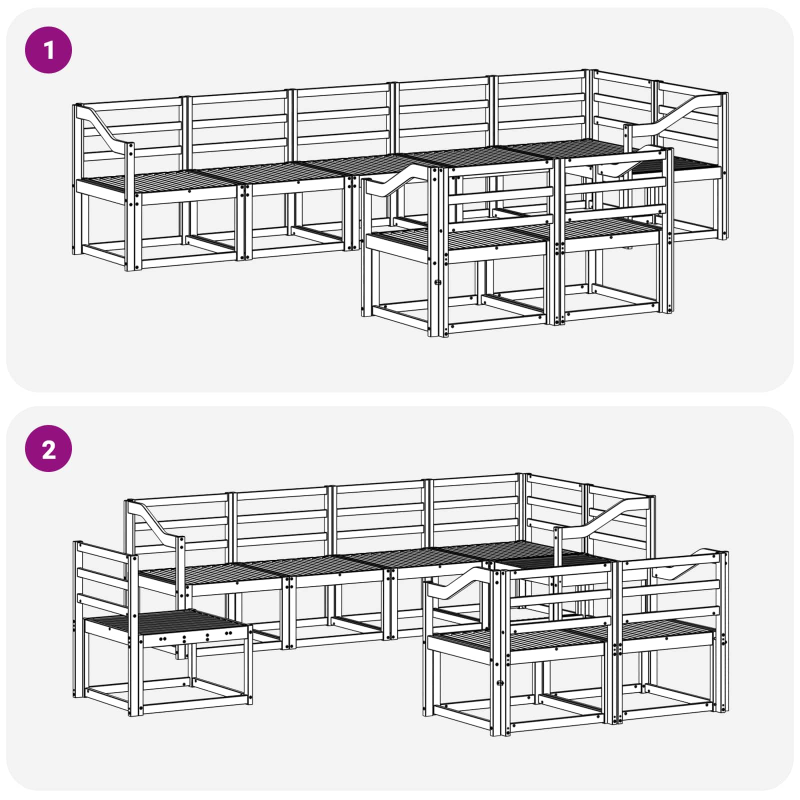 Set vanjskih sofa 8 pcs Bijela Čvrsto drvo akacije