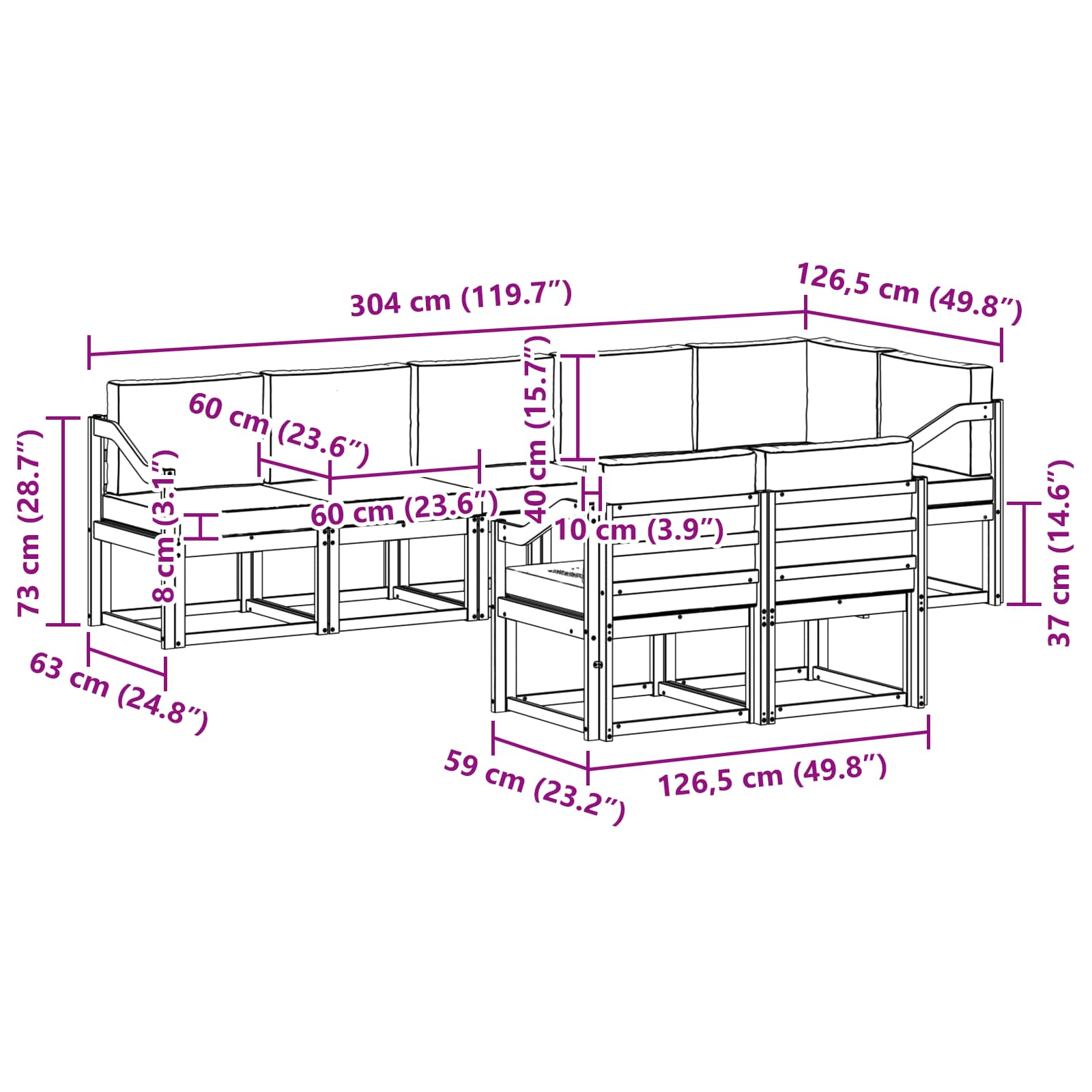 Set vanjskih sofa s jastukom 8 pcs Bijela i antracit Poliester
