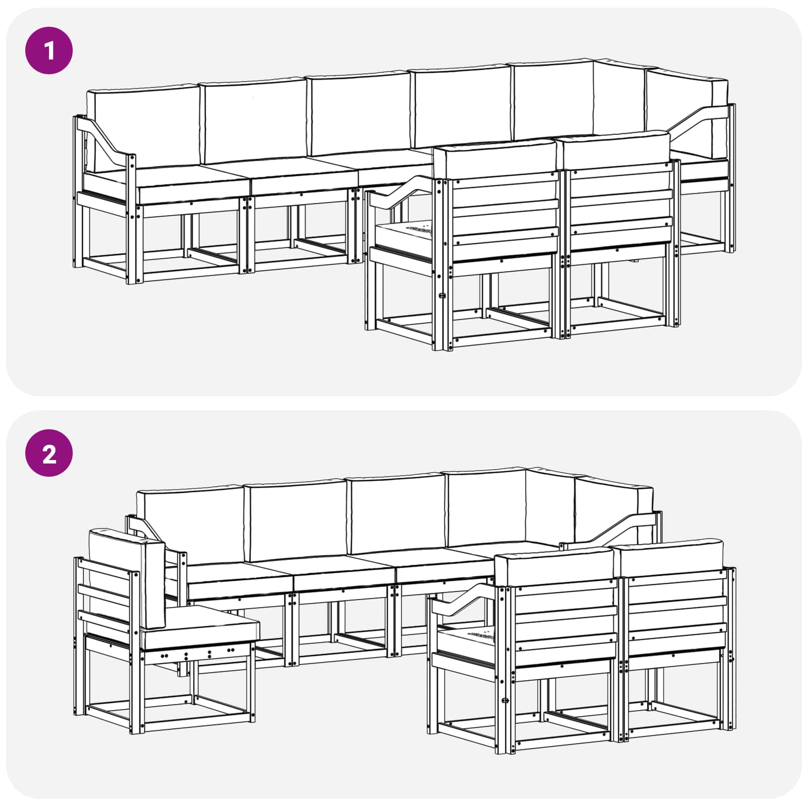 Set vanjskih sofa s jastukom 8 pcs Bijela i antracit Poliester