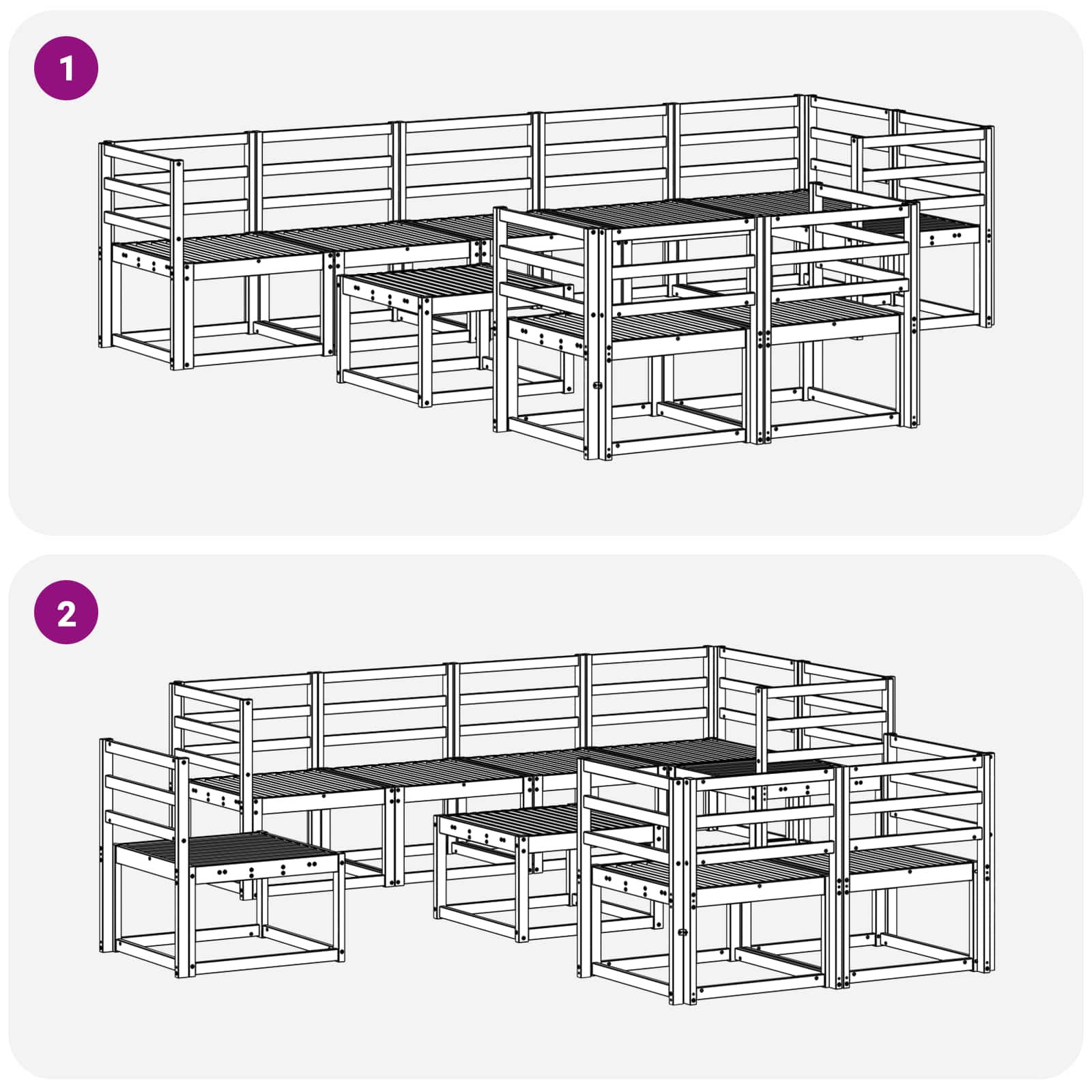 Set vanjskih sofa 9 pcs Bijela Čvrsto drvo akacije