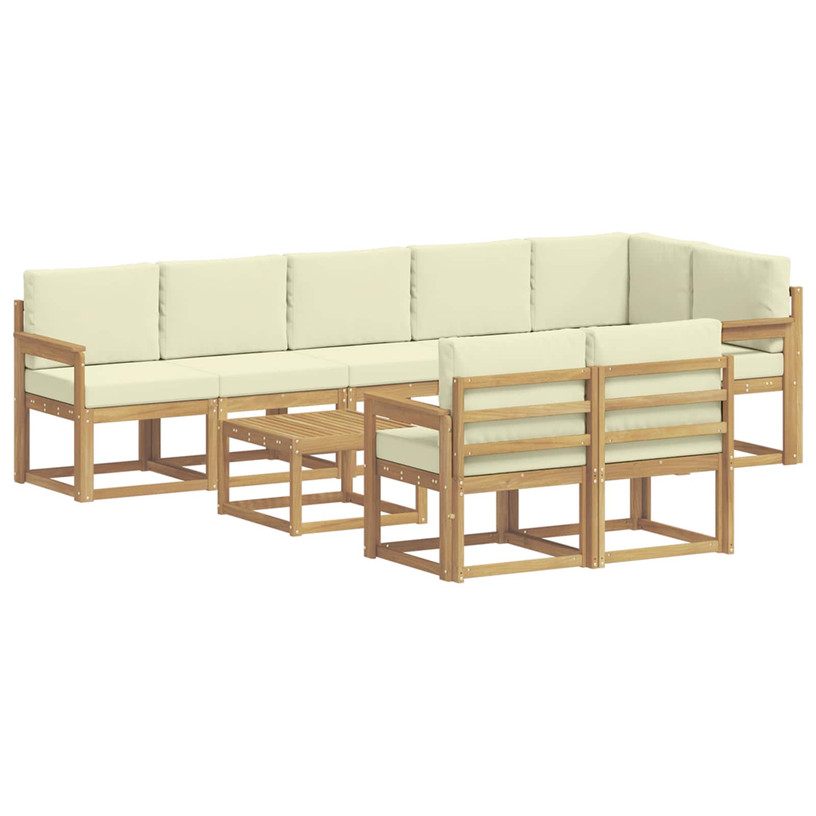 Set vanjskih sofa 9 kom. Bijela i krem Poliester