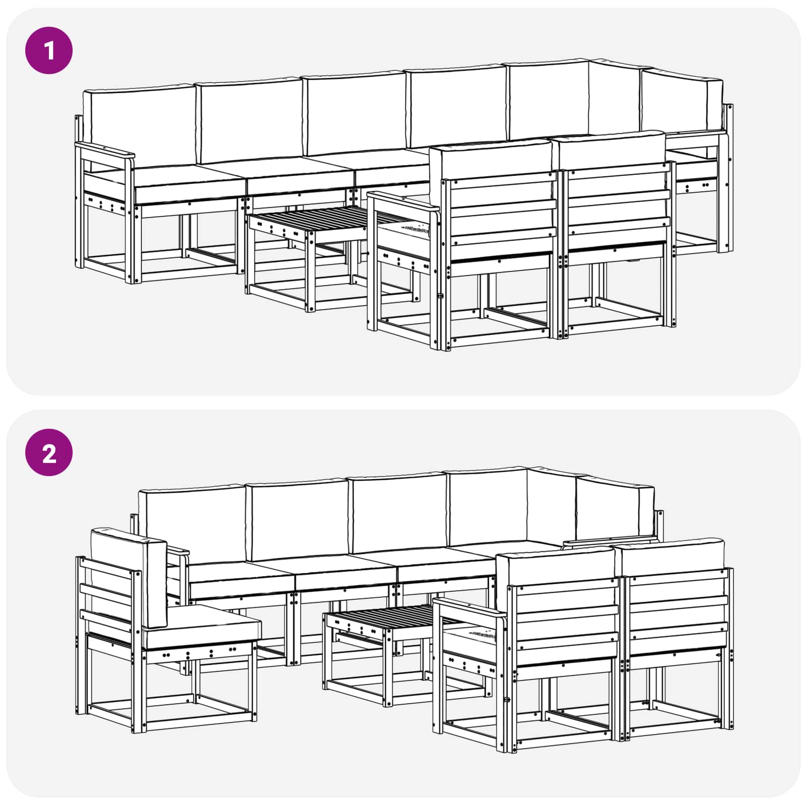 Set vanjskih sofa s jastukom 9 pcs Bijela i krem Poliester