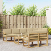 Set vanjskih sofa s jastukom 9 pcs Bijela i bež Poliester