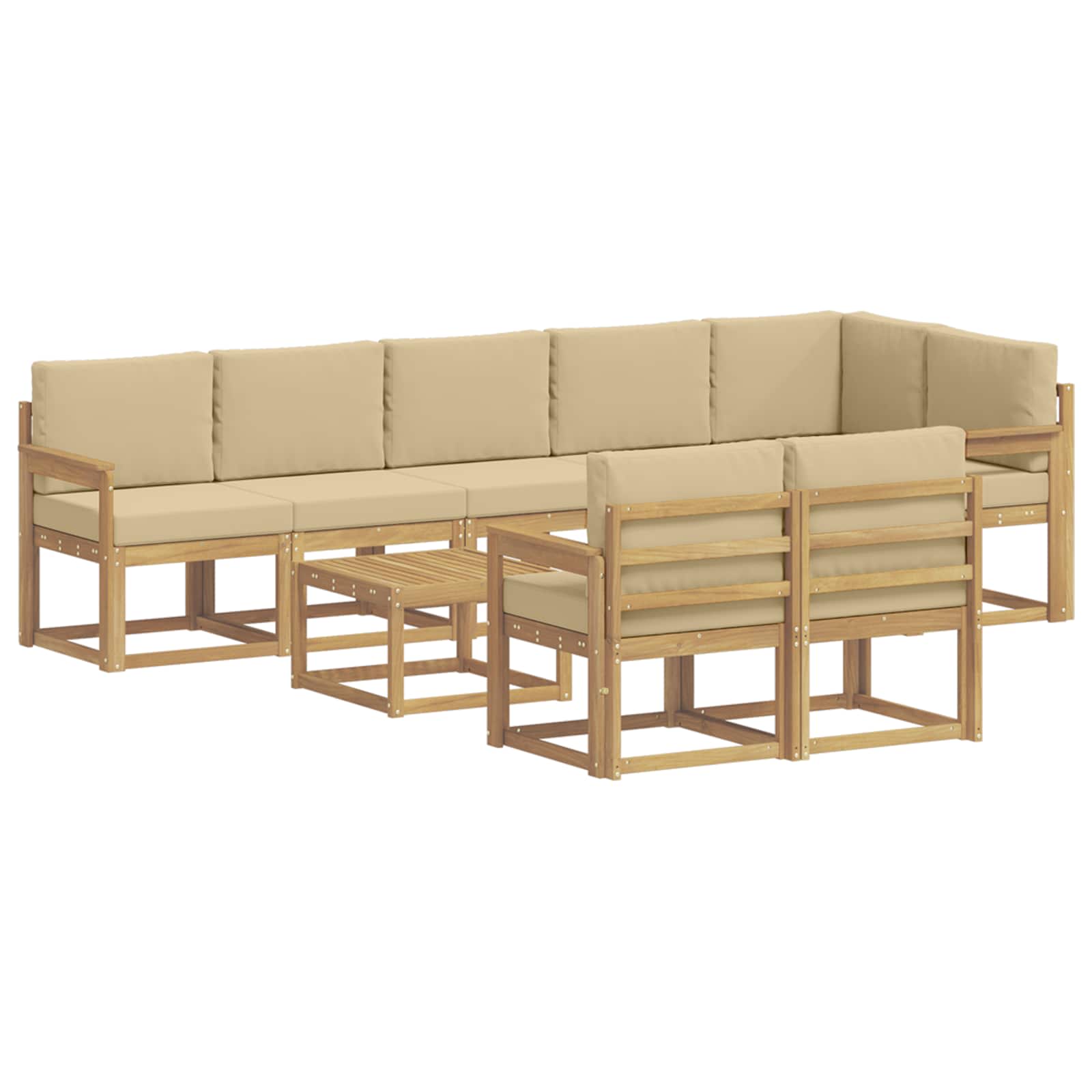Set vanjskih sofa s jastukom 9 pcs Bijela i bež Poliester