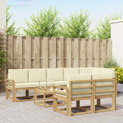 Set vanjskih sofa 9 kom. Bijela i krem Poliester Smeđa 59 x 59 x 37 cm