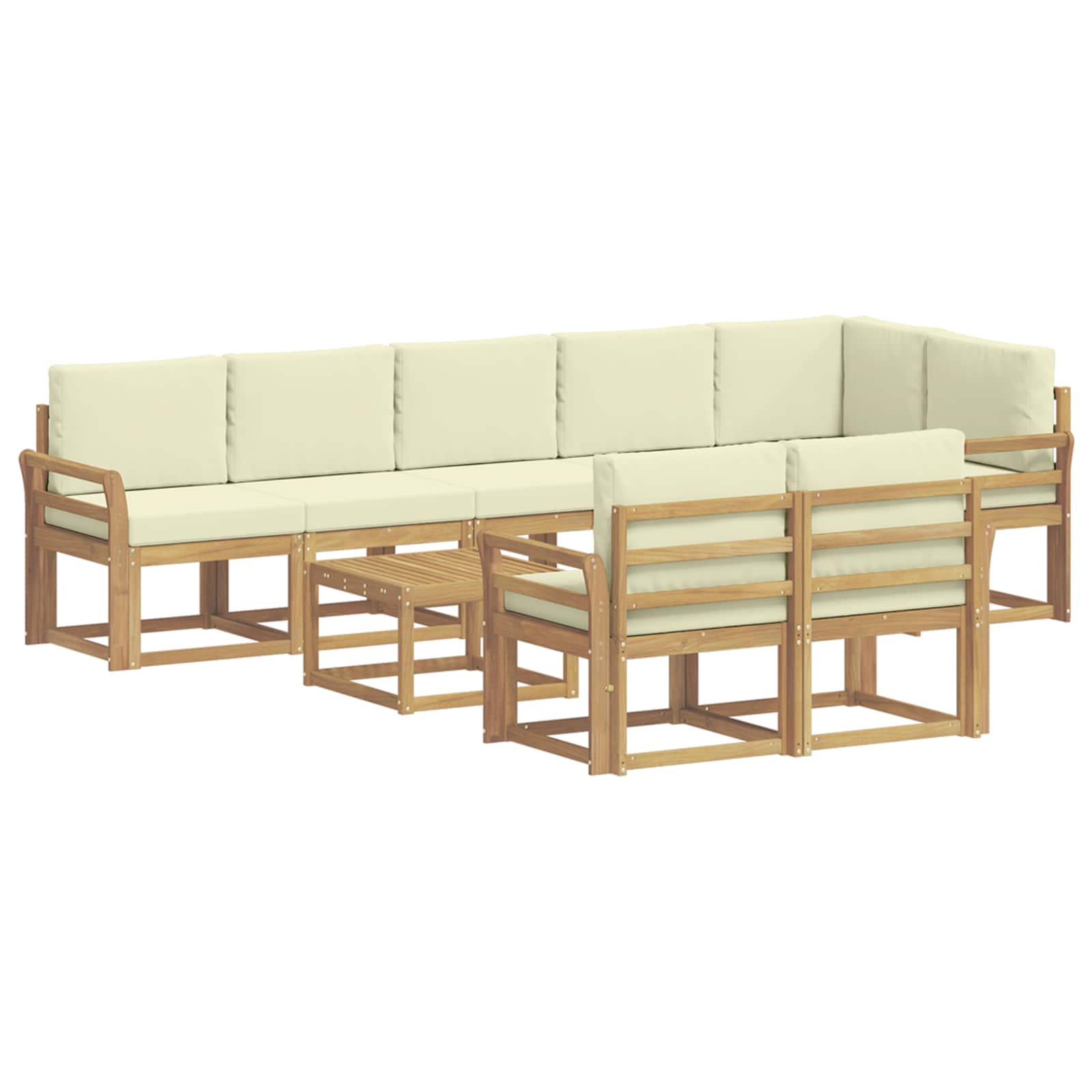 Set vanjskih sofa 9 kom. Bijela i krem Poliester