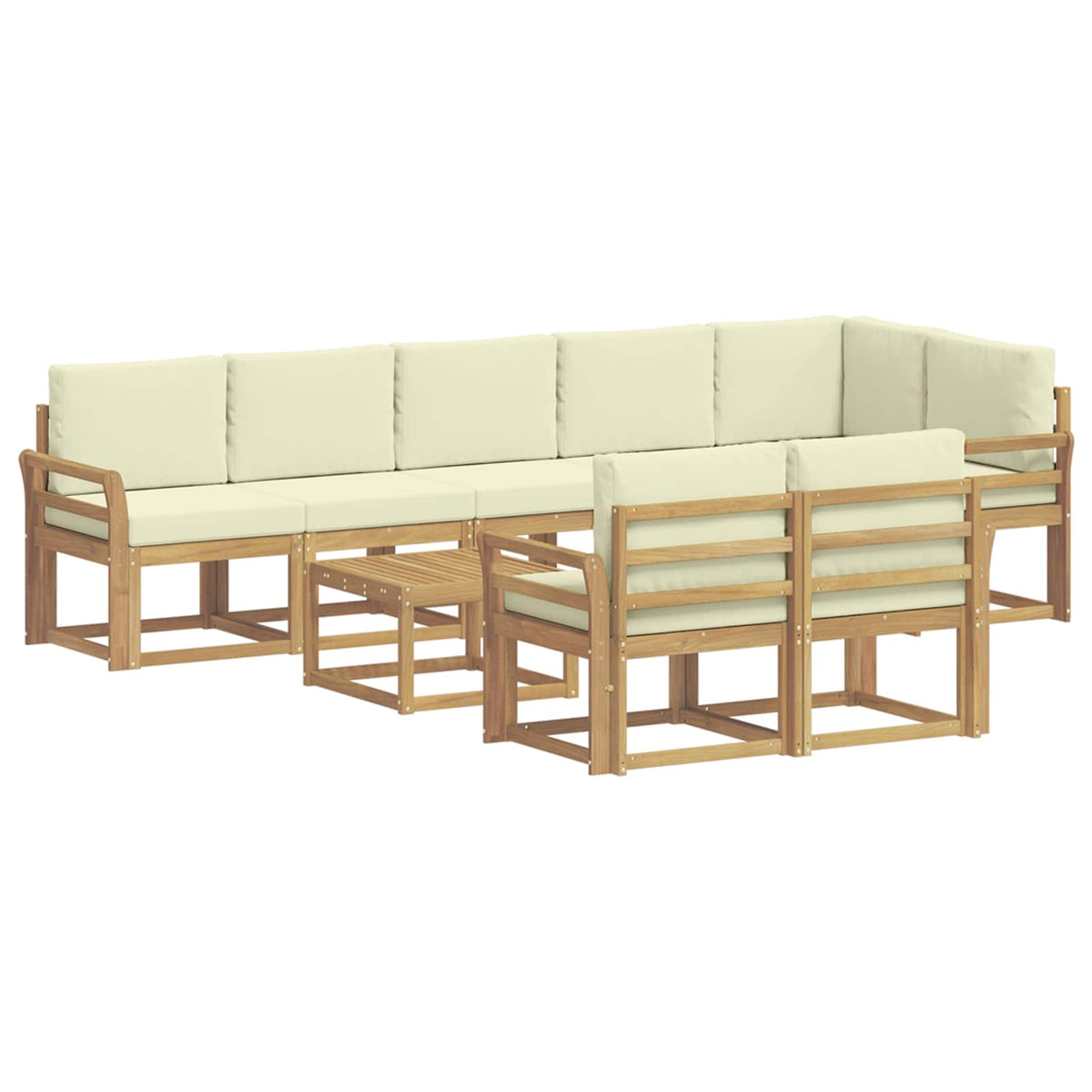 Set vanjskih sofa 9 kom. Bijela i krem Poliester Smeđa 59 x 59 x 37 cm