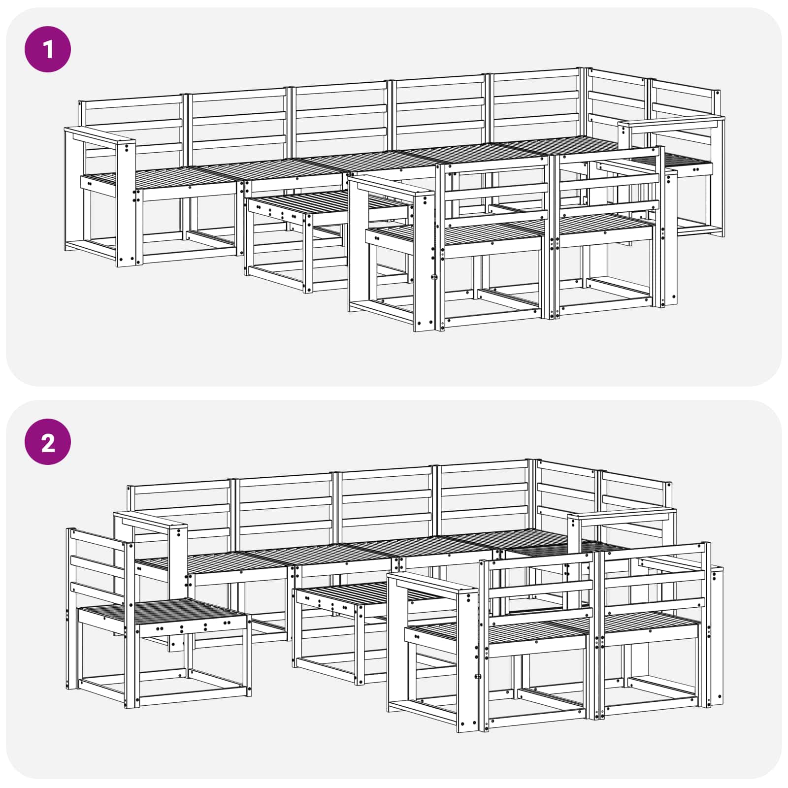 Set vanjskih sofa 9 pcs Bijela Čvrsto drvo akacije