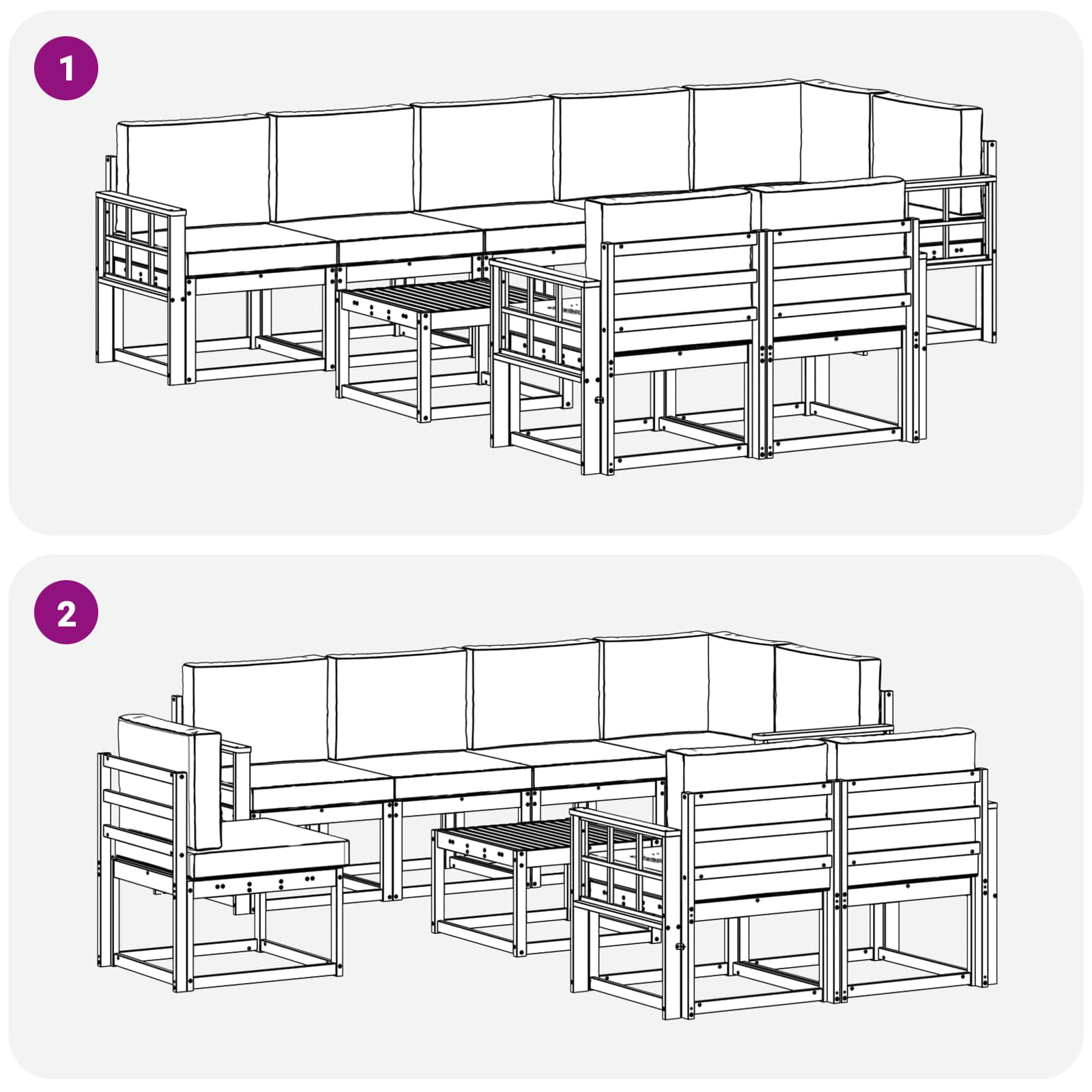 Set vanjskih sofa s jastukom 9 pcs Bijela i krem Poliester