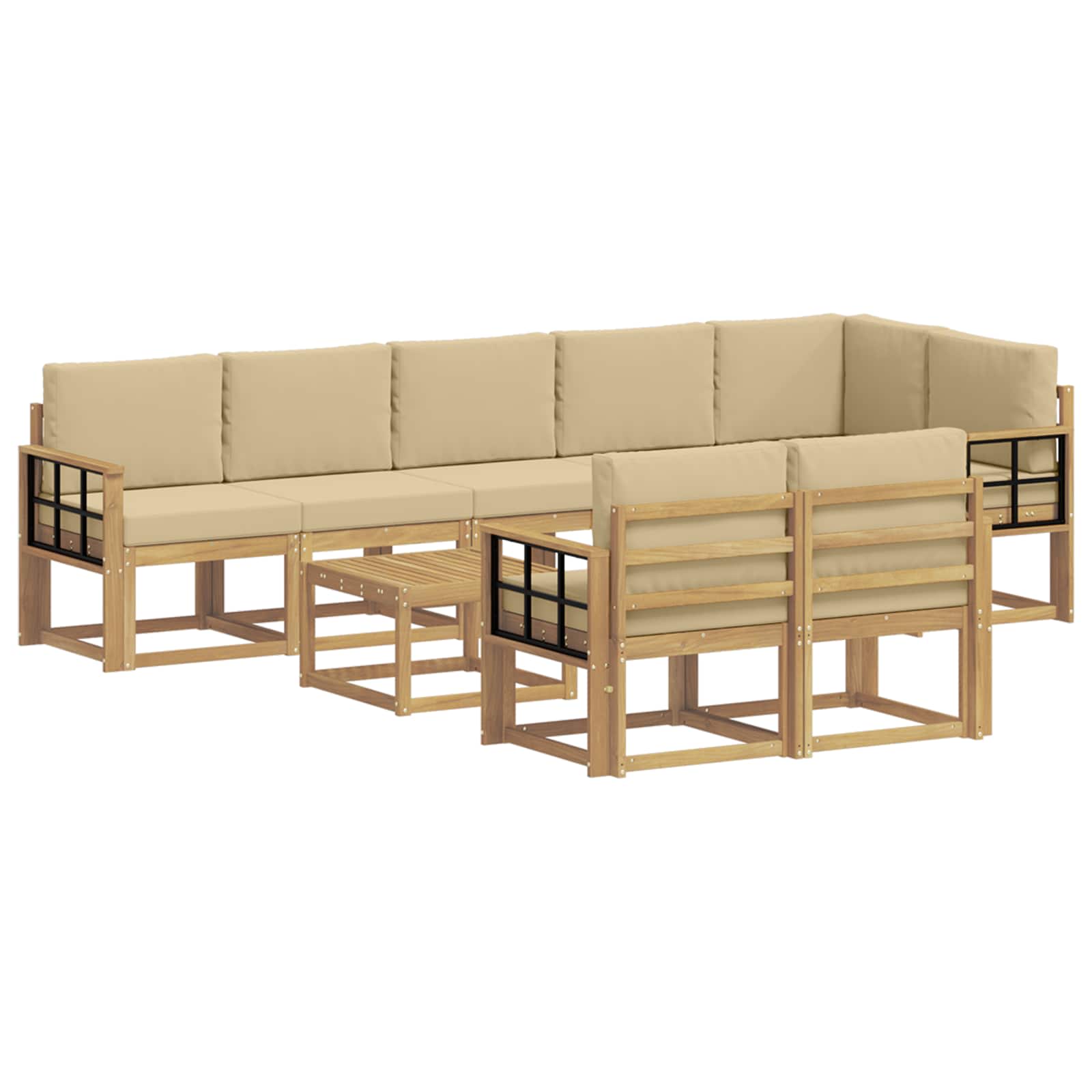 Set vanjskih sofa 9 kom. Bijela i bež Poliester