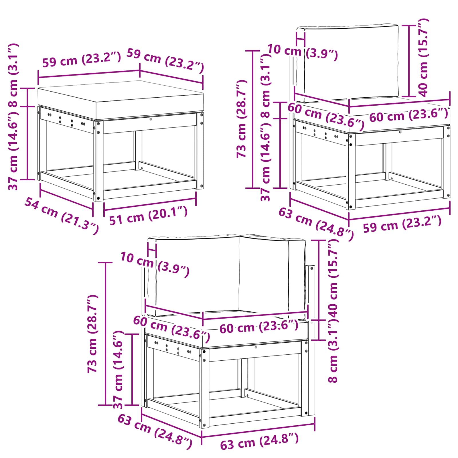 Set vanjskih sofa s jastukom 6 pcs Bijela i antracit Poliester