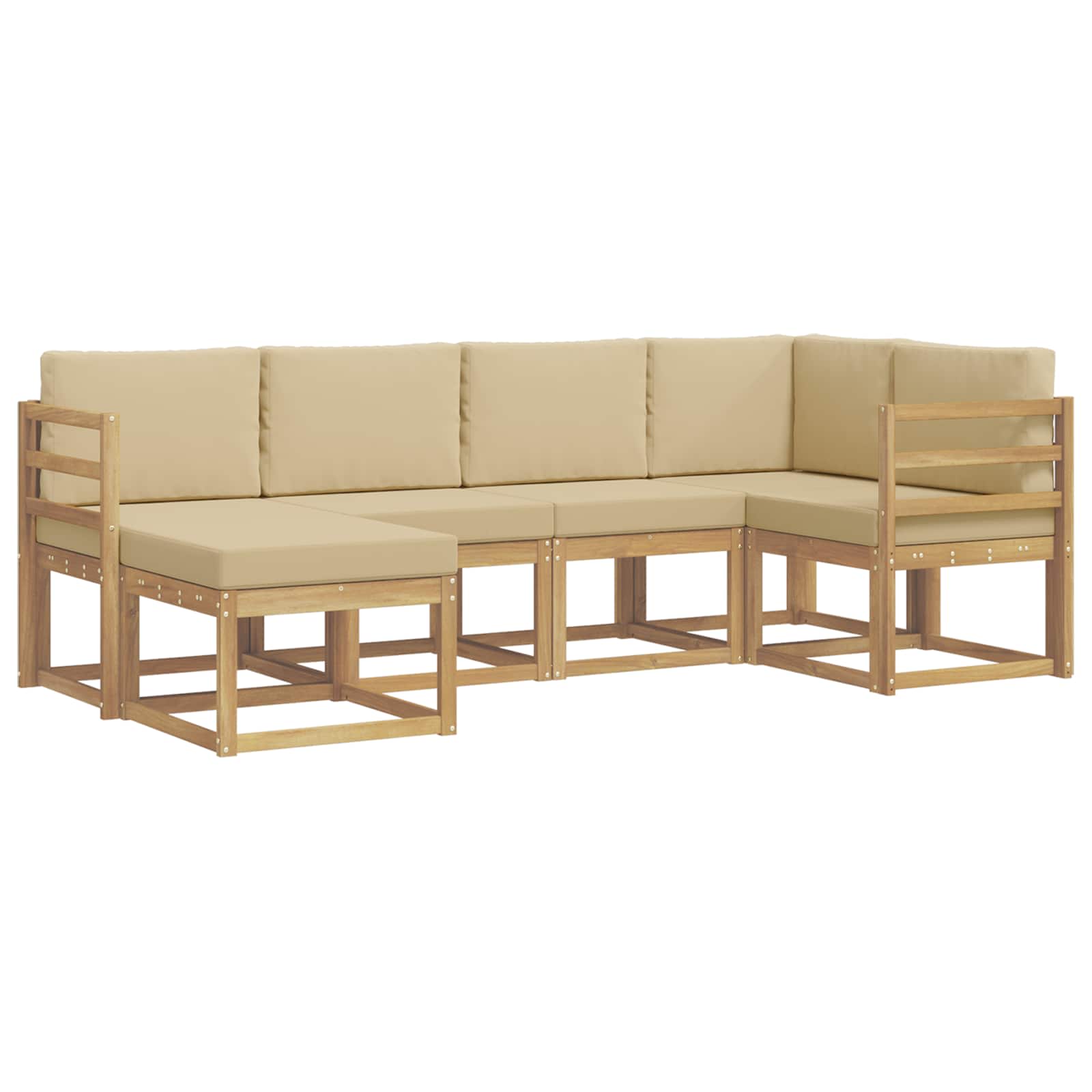 Set vanjskih sofa s jastukom 6 pcs Bijela i bež Poliester