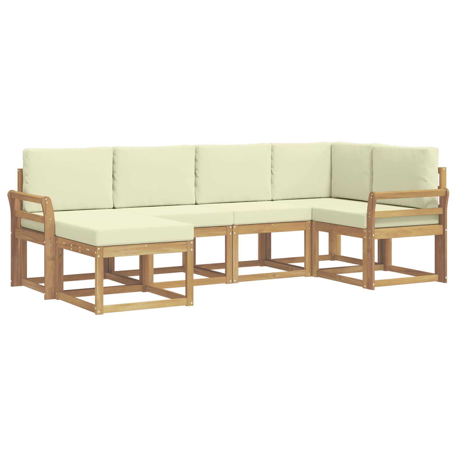 Set vanjskih sofa s jastukom 6 pcs Bijela i krem Poliester
