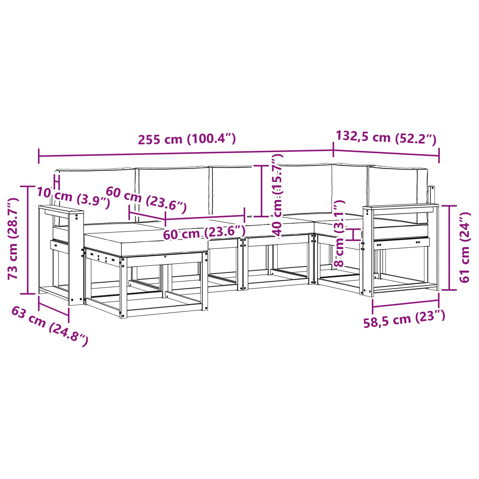 Set vanjskih sofa 6 pcs Bijela i svjetlosiva