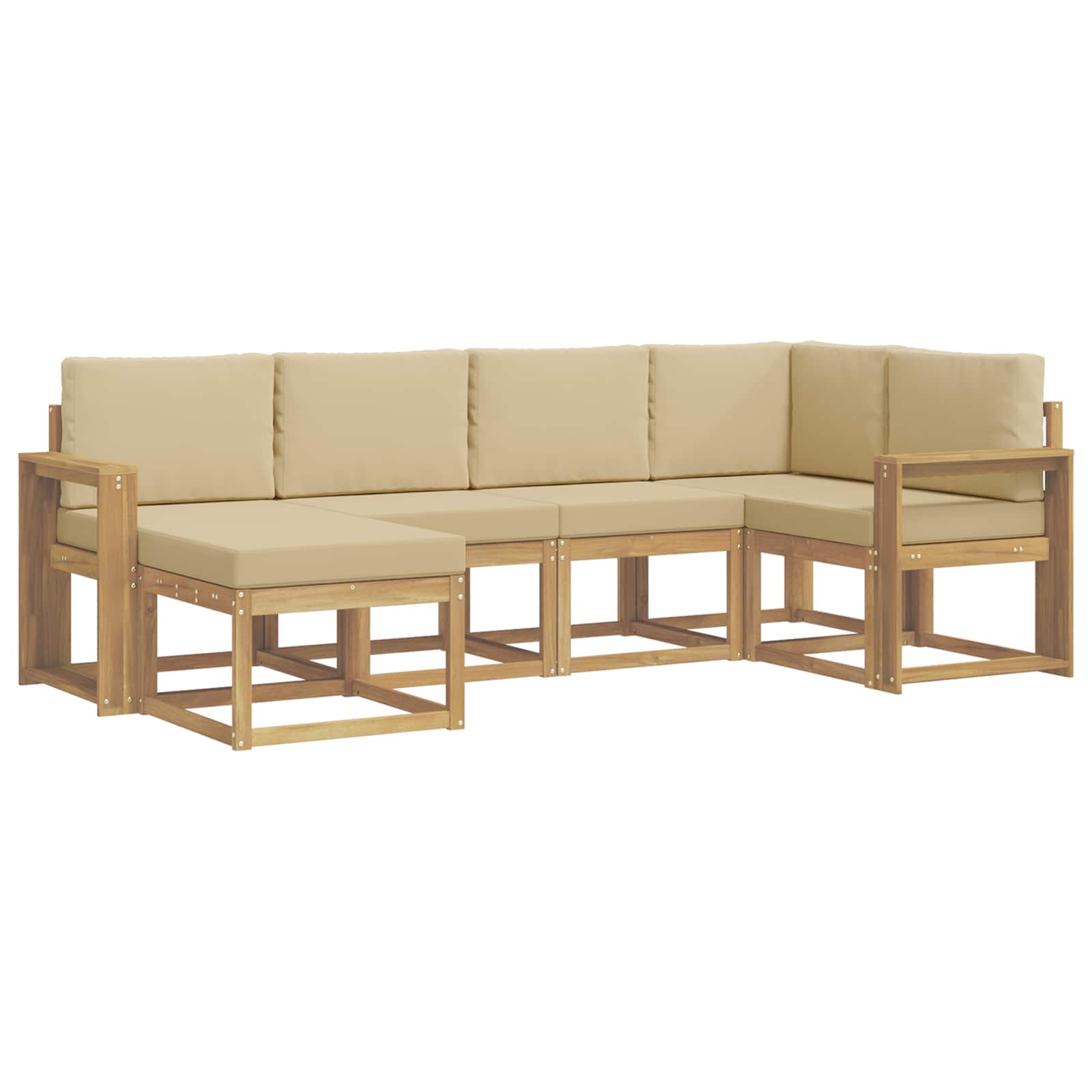 Set vanjskih sofa s jastukom 6 pcs Bijela i bež Poliester