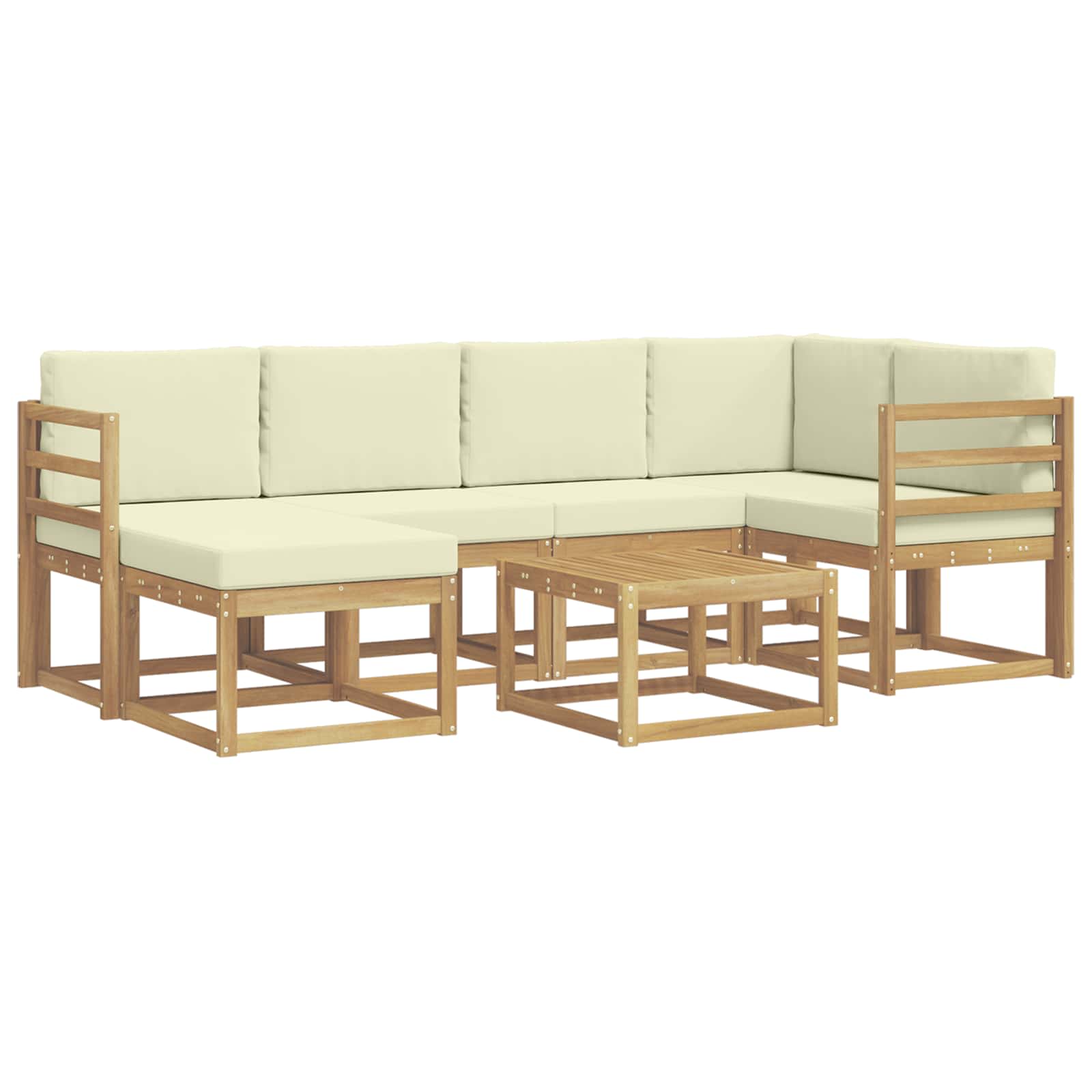 Set vanjskih sofa 7 pcs Bijela i krem Čvrsto drvo akacije