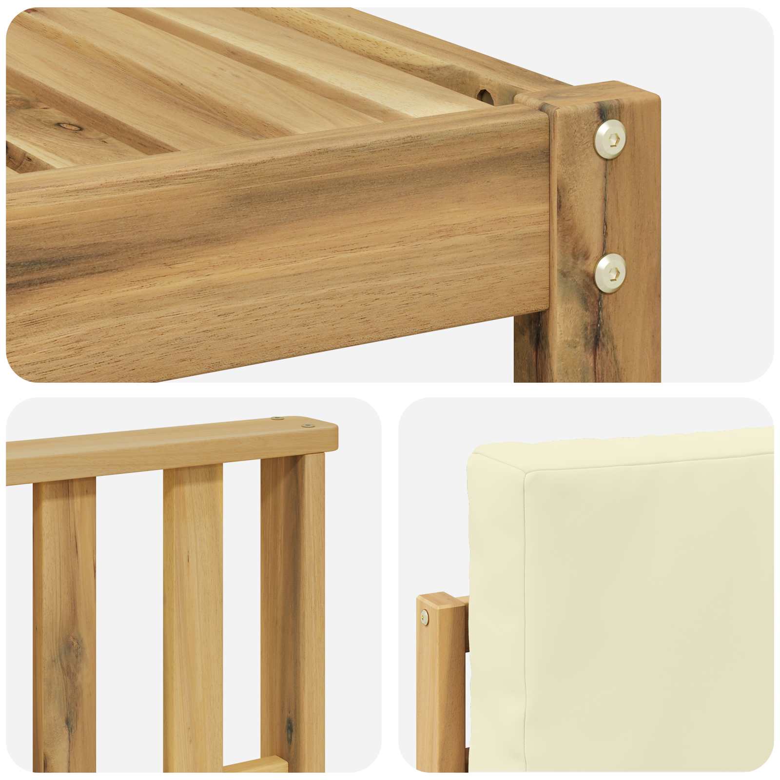 Set vanjskih sofa 7 pcs Bijela i krem Čvrsto drvo akacije