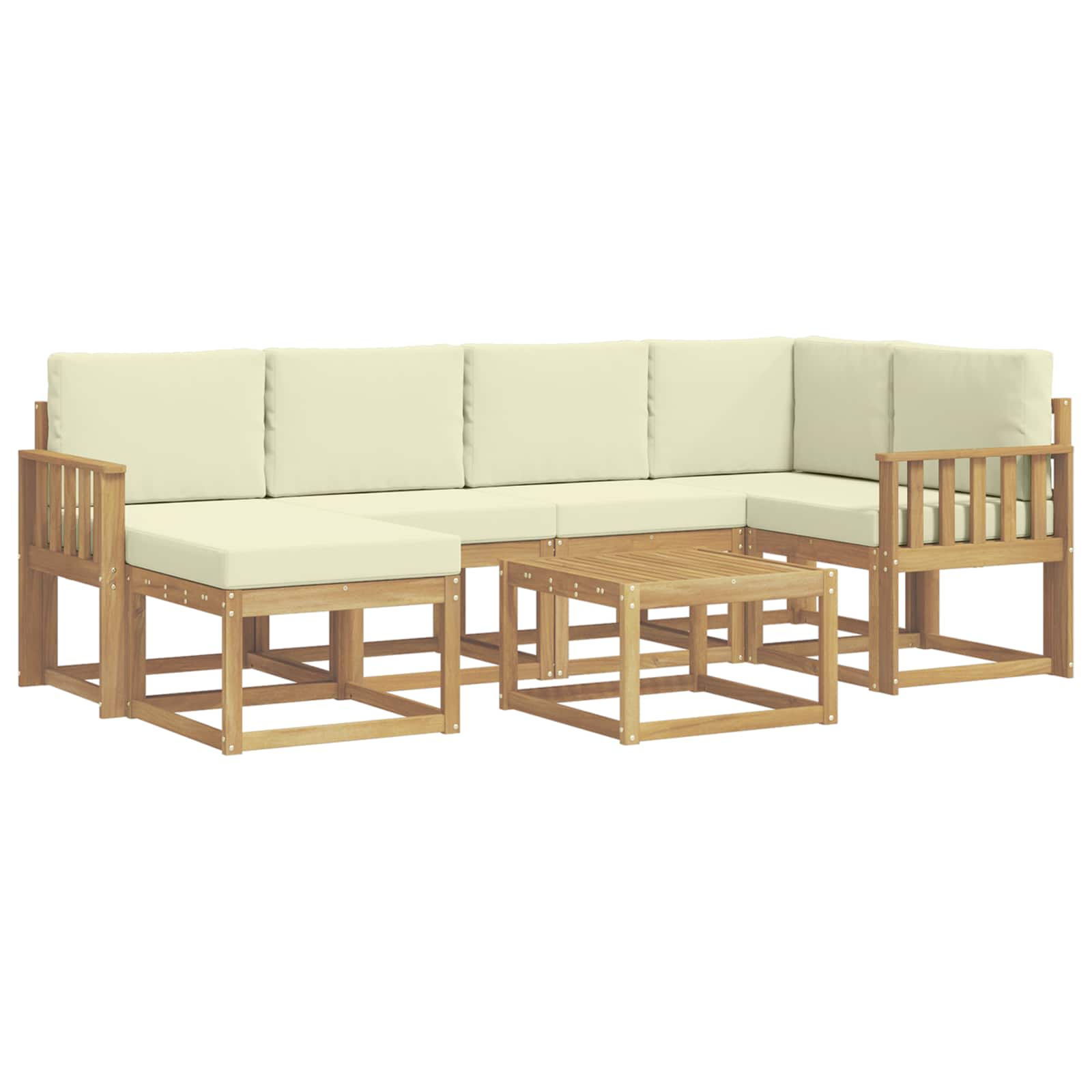 Set vanjskih sofa 7 pcs Bijela i krem Čvrsto drvo akacije