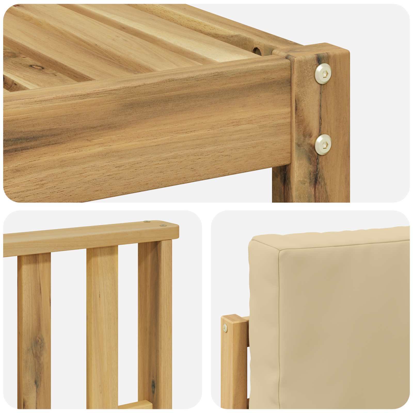 Set vanjskih sofa 7 kom. Bijela i bež Čvrsto drvo akacije