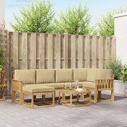 Set vanjskih sofa 7 kom. Bijela i bež Čvrsto drvo akacije