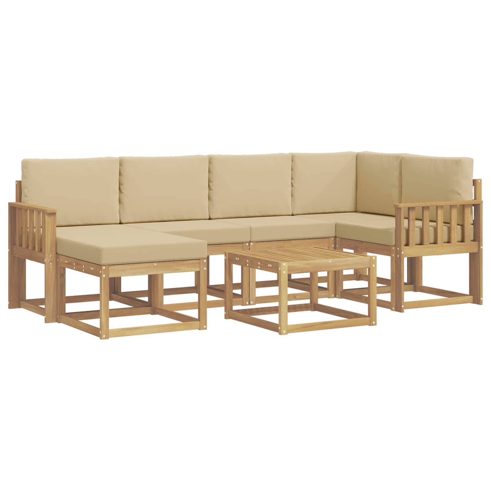 Set vanjskih sofa 7 kom. Bijela i bež Čvrsto drvo akacije