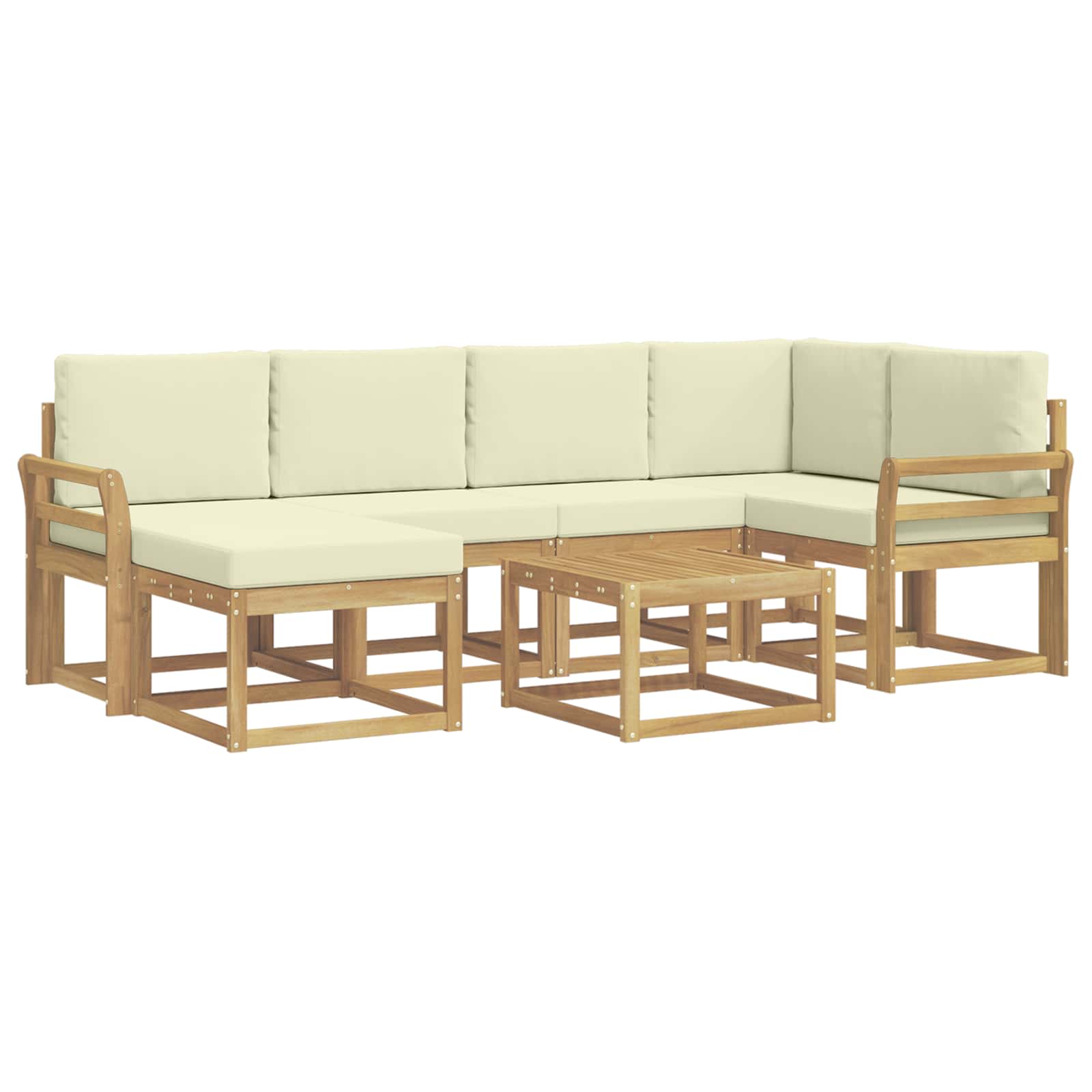 Set vanjskih sofa 7 pcs Bijela i krem Čvrsto drvo akacije