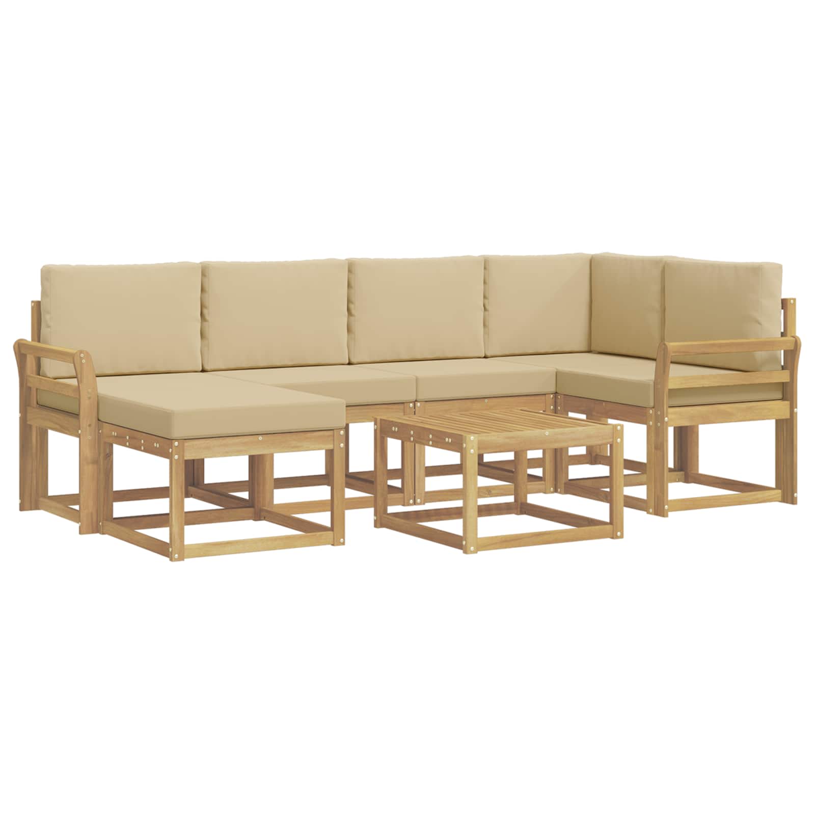 Set vanjskih sofa 7 kom. Bijela i bež Čvrsto drvo akacije