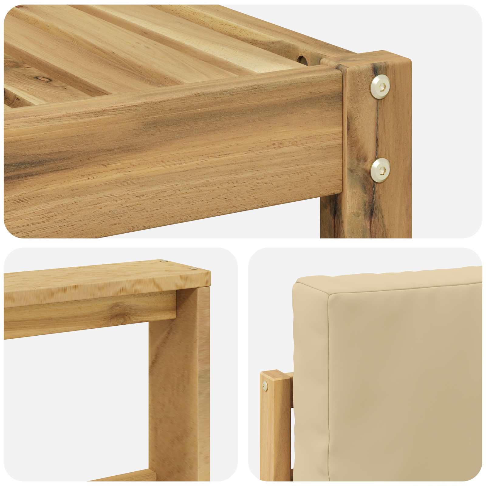 Set vanjskih sofa 7 kom. Bijela i bež Čvrsto drvo akacije