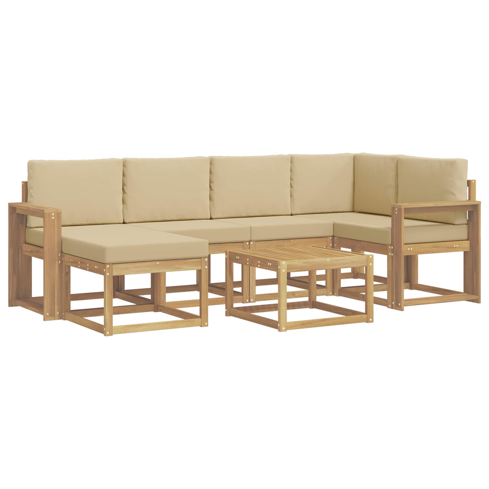 Set vanjskih sofa 7 kom. Bijela i bež Čvrsto drvo akacije