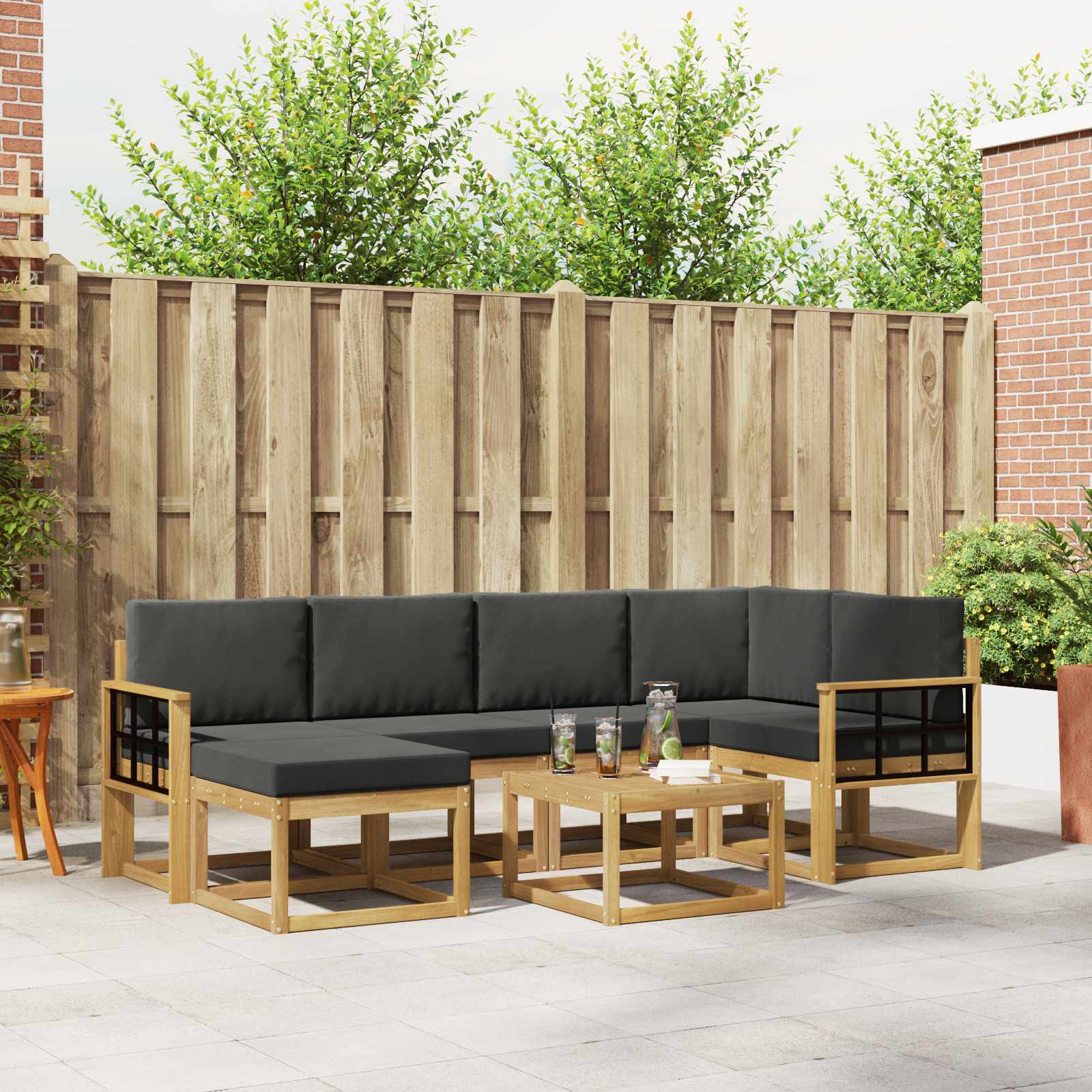 Set vanjskih sofa 7 pcs Bijela i antracit Čvrsto drvo akacije