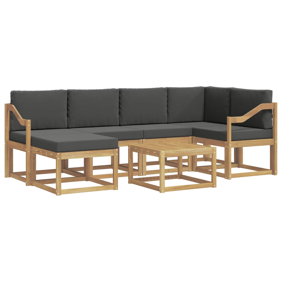 Set vanjskih sofa 7 kom. Bijela i antracit Čvrsto drvo akacije