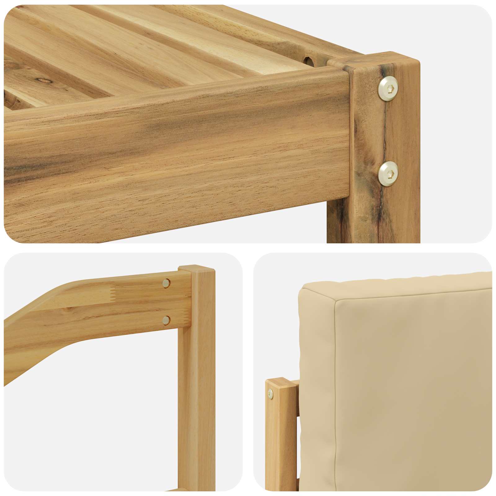 Set vanjskih sofa 7 kom. Bijela i bež Čvrsto drvo akacije