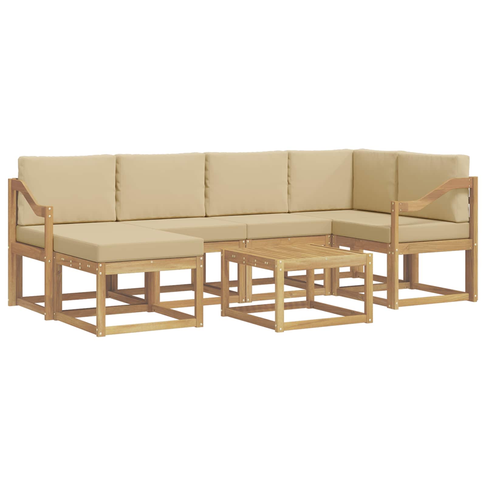Set vanjskih sofa 7 kom. Bijela i bež Čvrsto drvo akacije