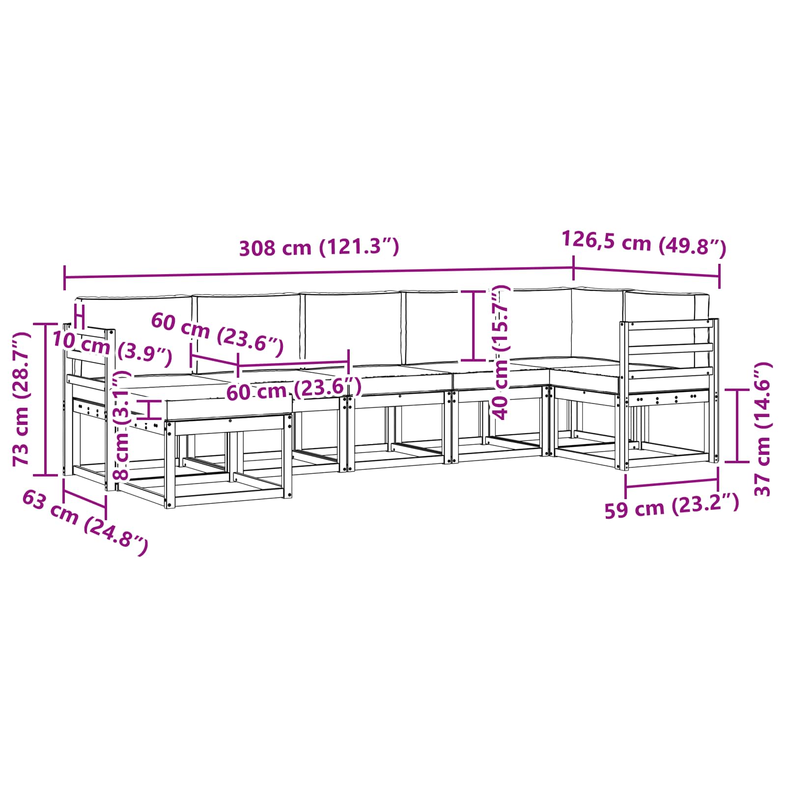 Set vanjskih sofa s jastukom 7 pcs Bijela i krem Poliester