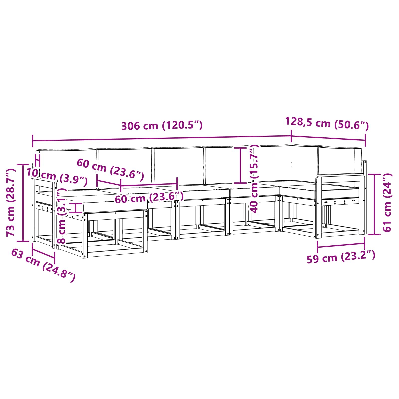 Set vanjskih sofa s jastukom 7 pcs Bijela i antracit Poliester