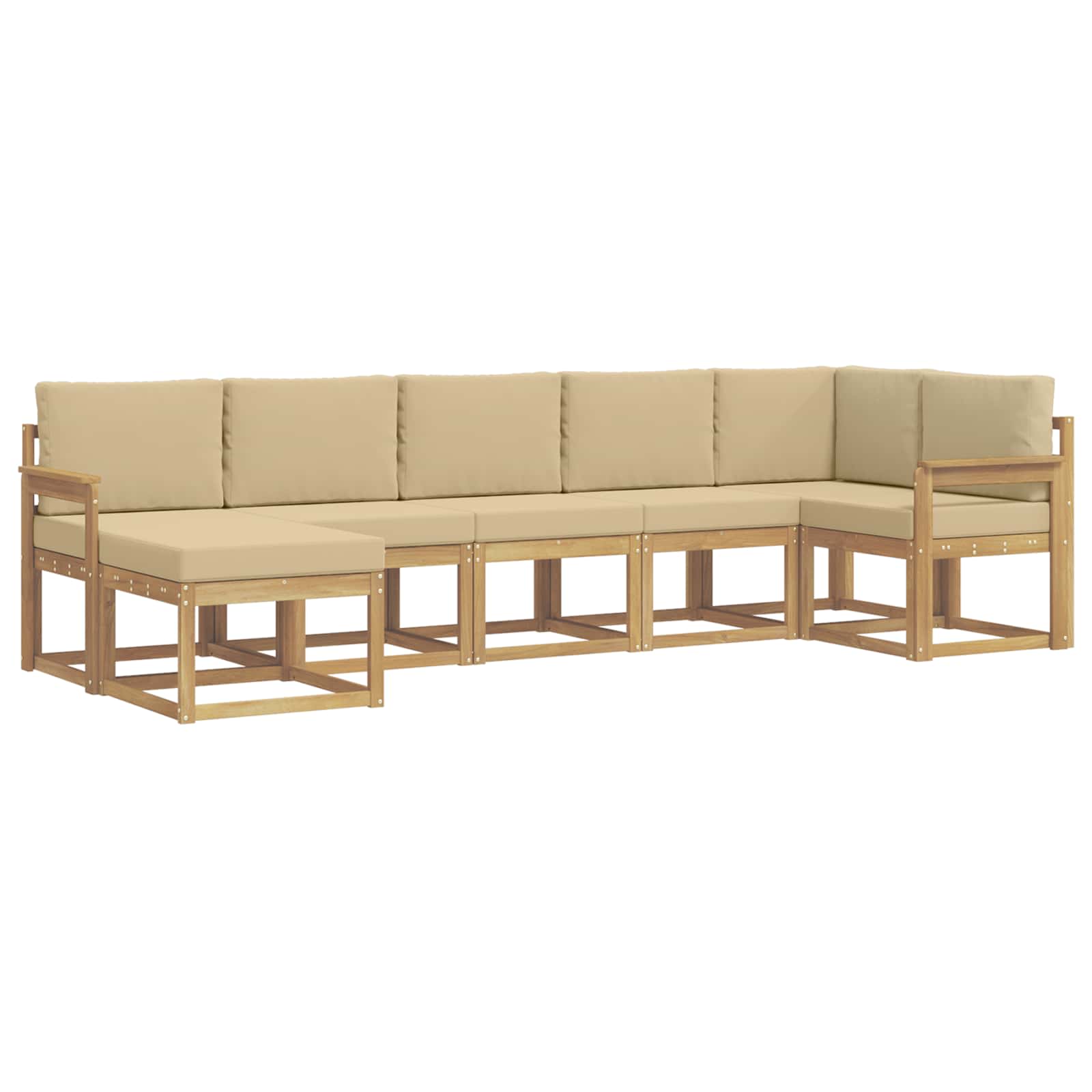 Set vanjskih sofa s jastukom 7 pcs Bijela i bež Poliester