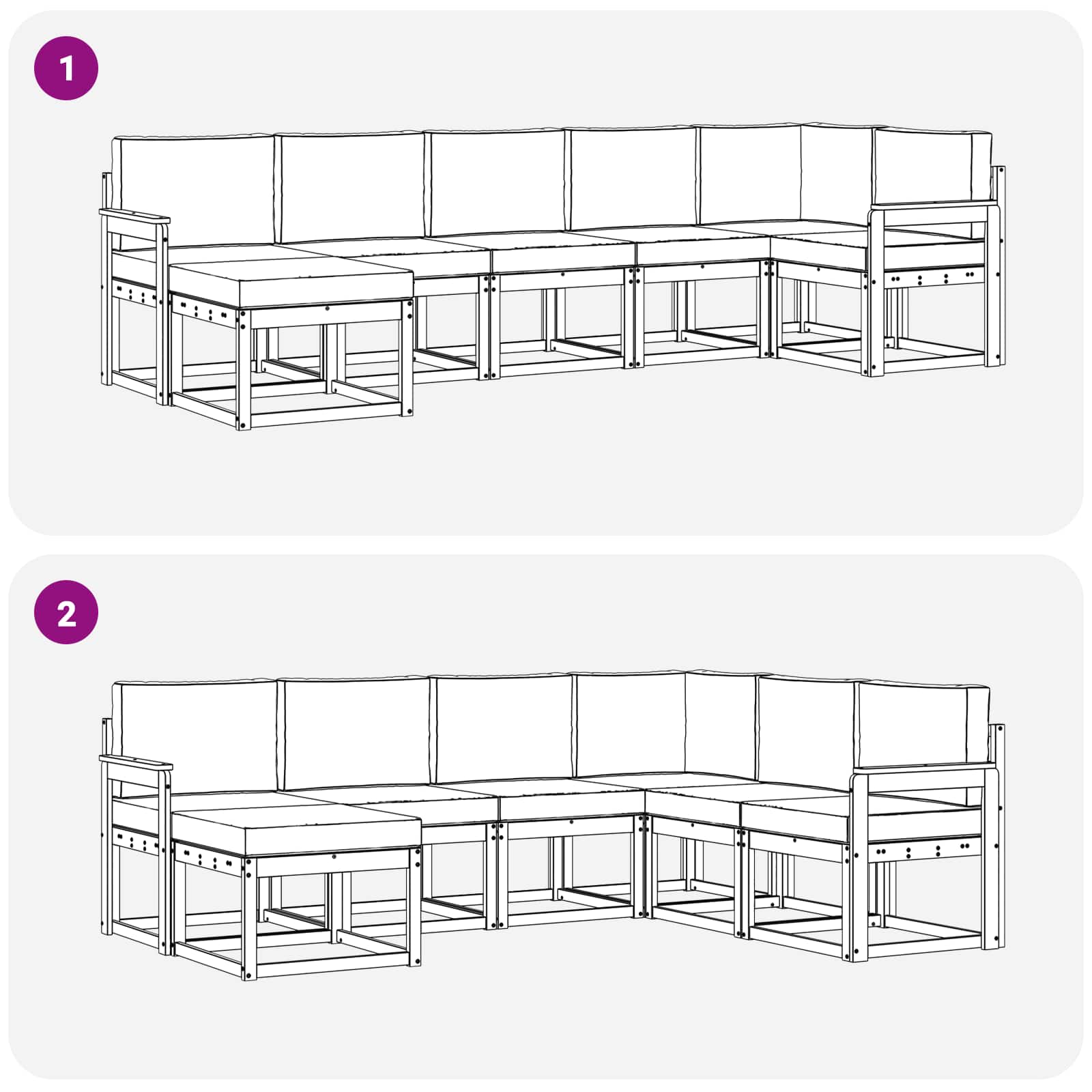 Set vanjskih sofa s jastukom 7 pcs Bijela i bež Poliester