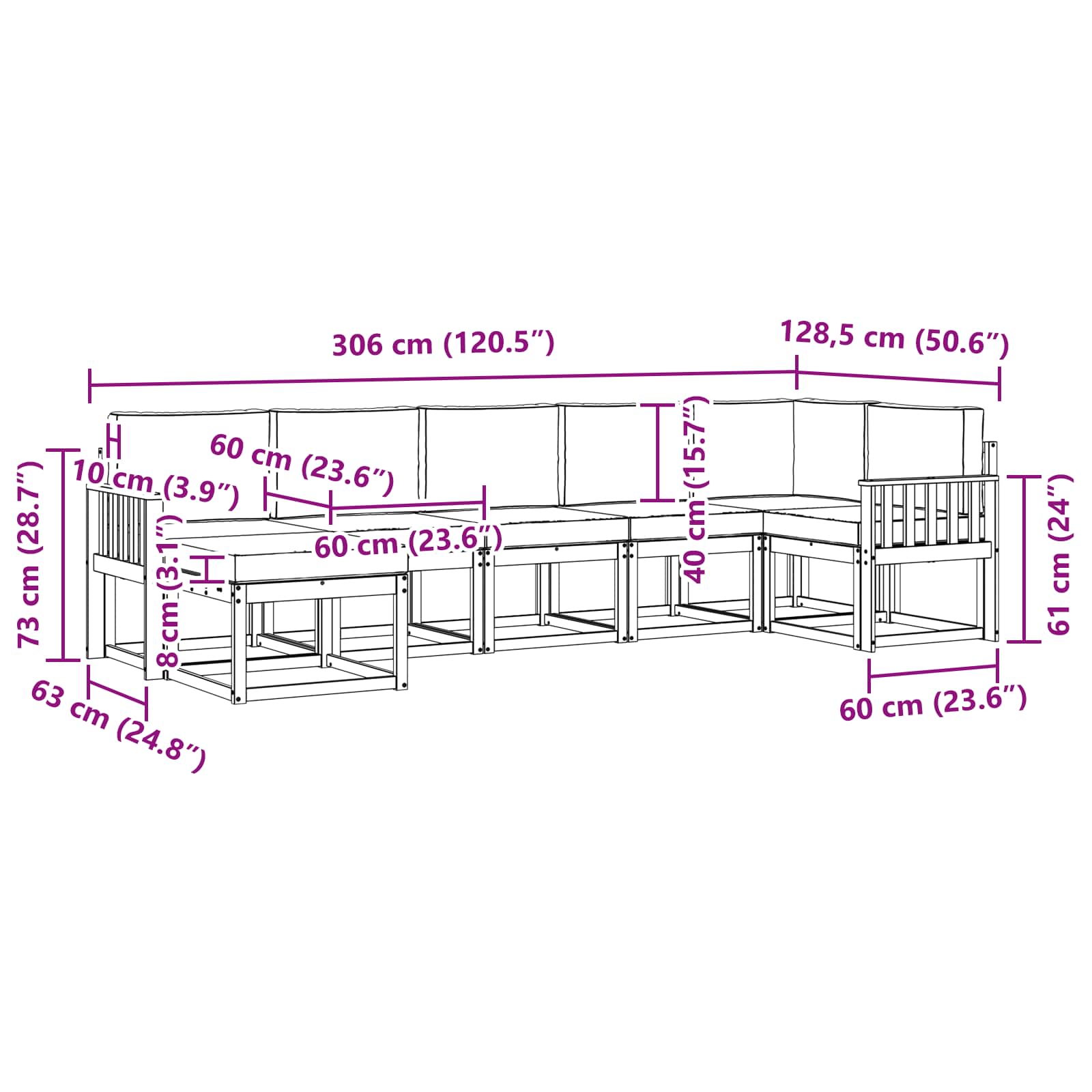 Set vanjskih sofa s jastukom 7 pcs Bijela i krem Poliester