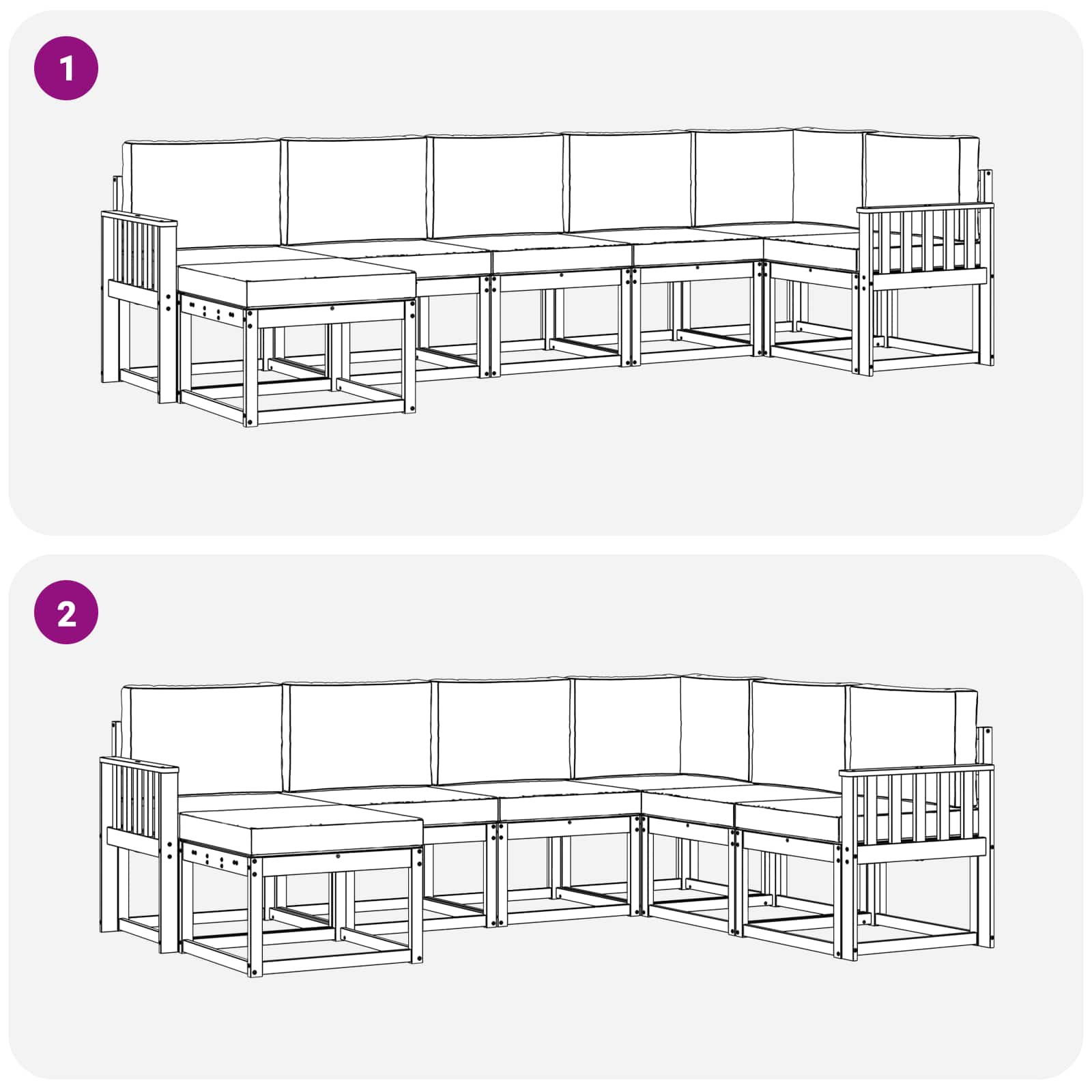 Set vanjskih sofa s jastukom 7 pcs Bijela i krem Poliester