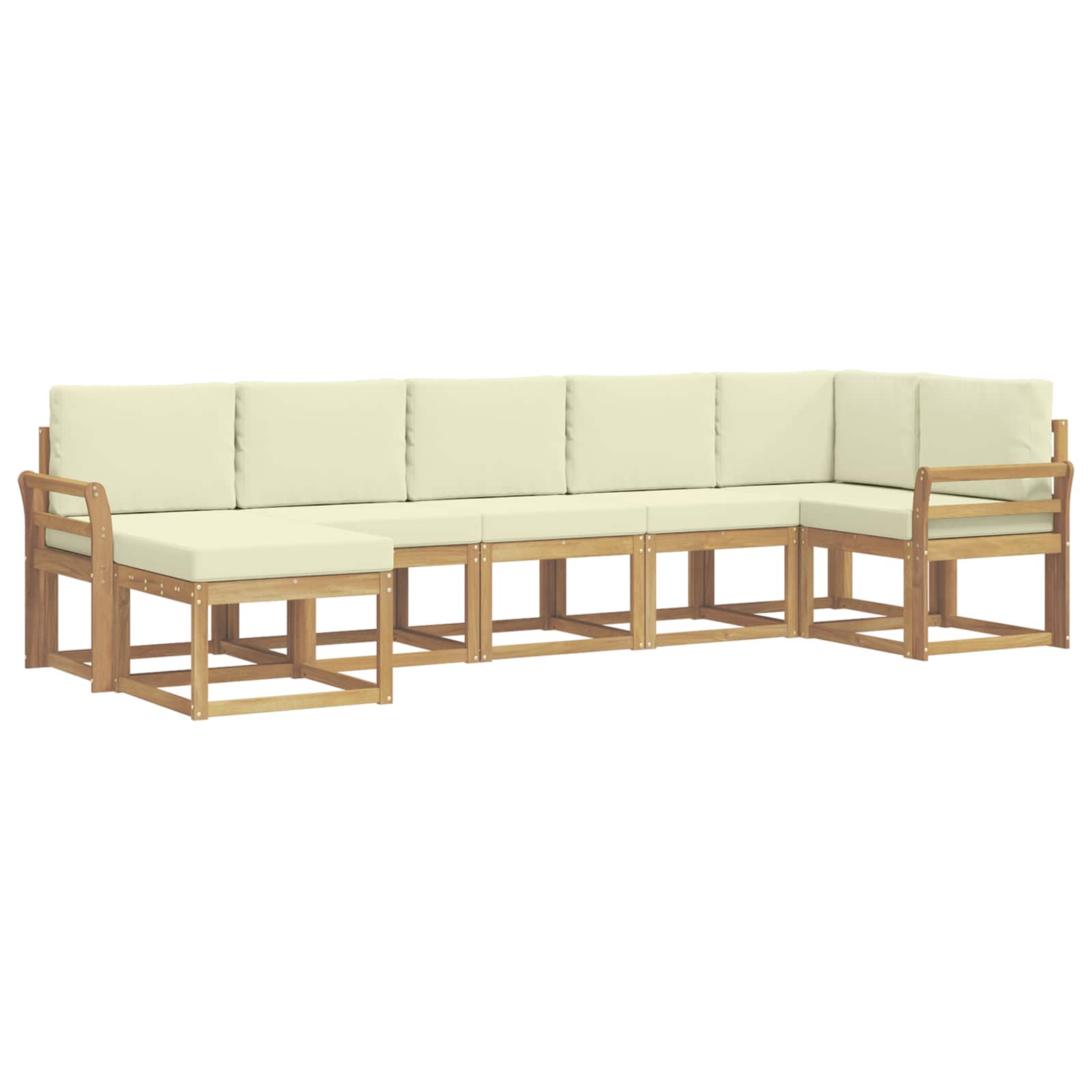 Set vanjskih sofa s jastukom 7 pcs Bijela i krem Poliester