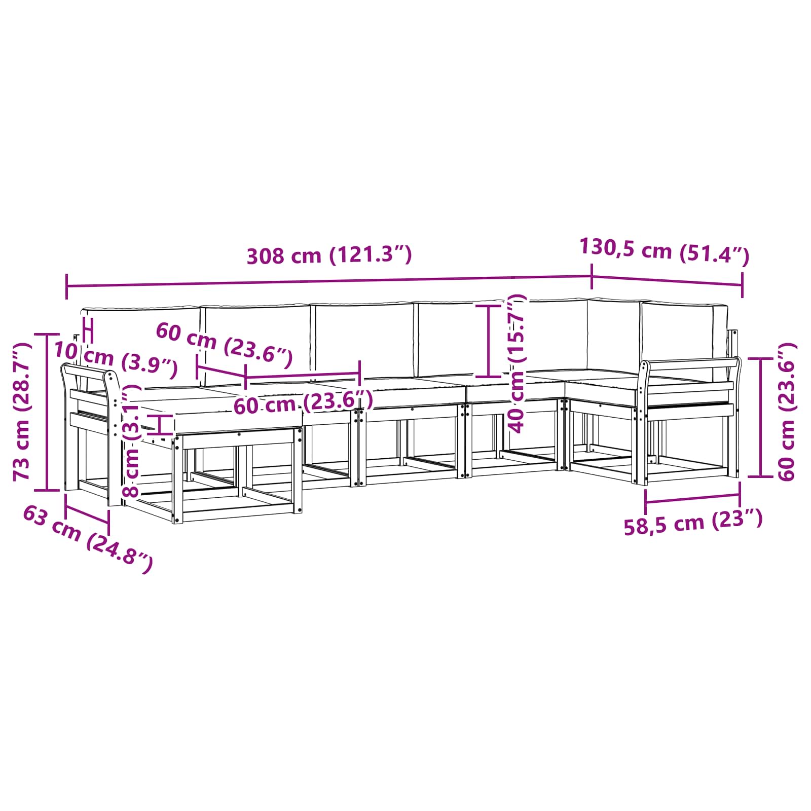 Set vanjskih sofa s jastukom 7 pcs Bijela i antracit Poliester