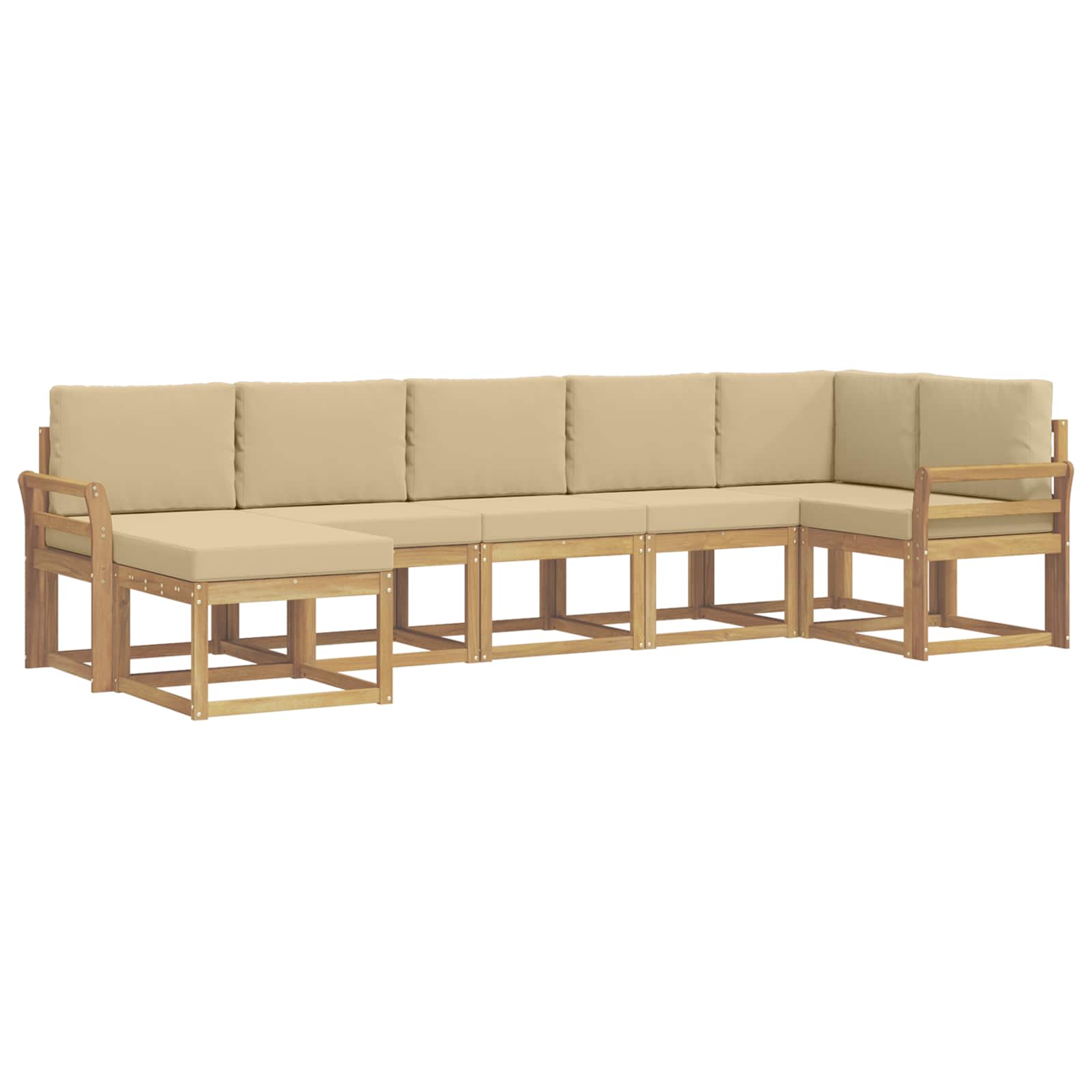 Set vanjskih sofa s jastukom 7 pcs Bijela i bež Poliester